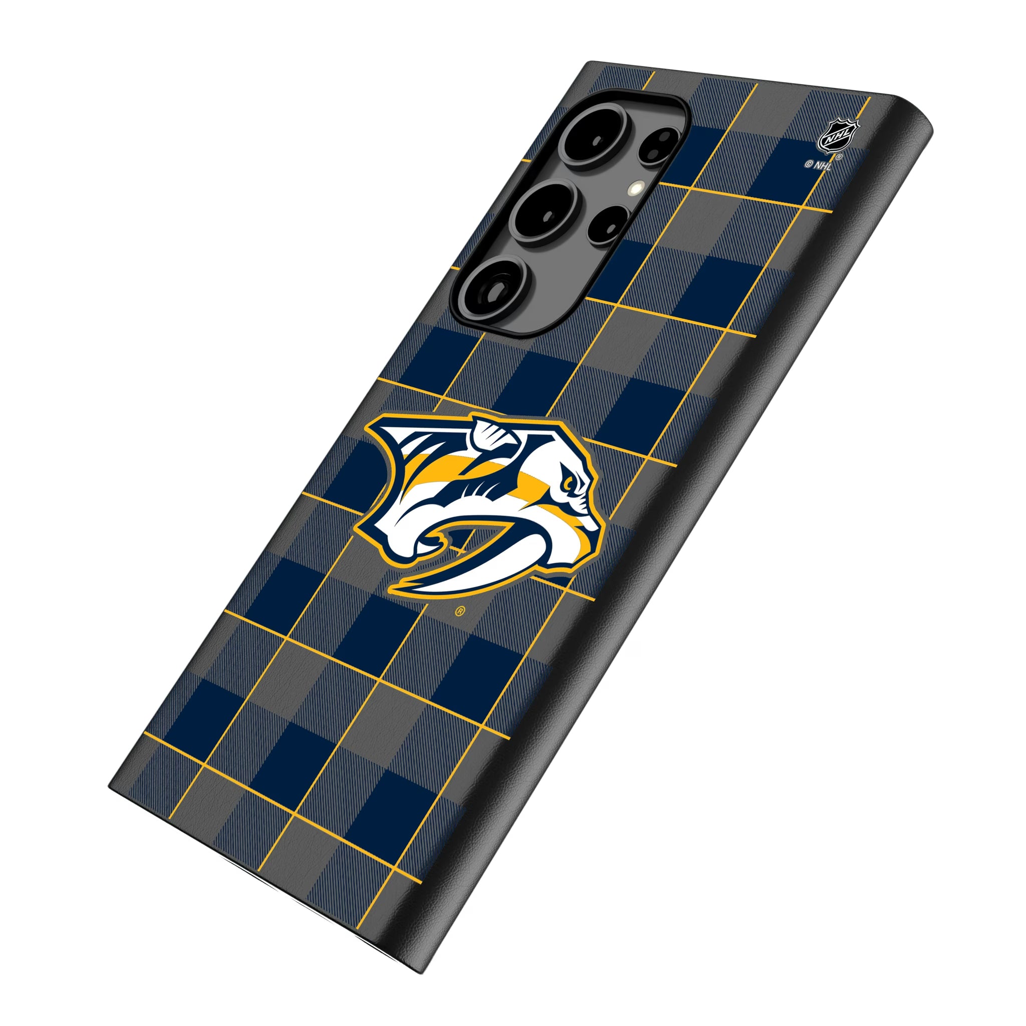 Nashville Predators Plaid Galaxy MagSafe Compatible Phone Case for Samsung Galaxy - Isometric View