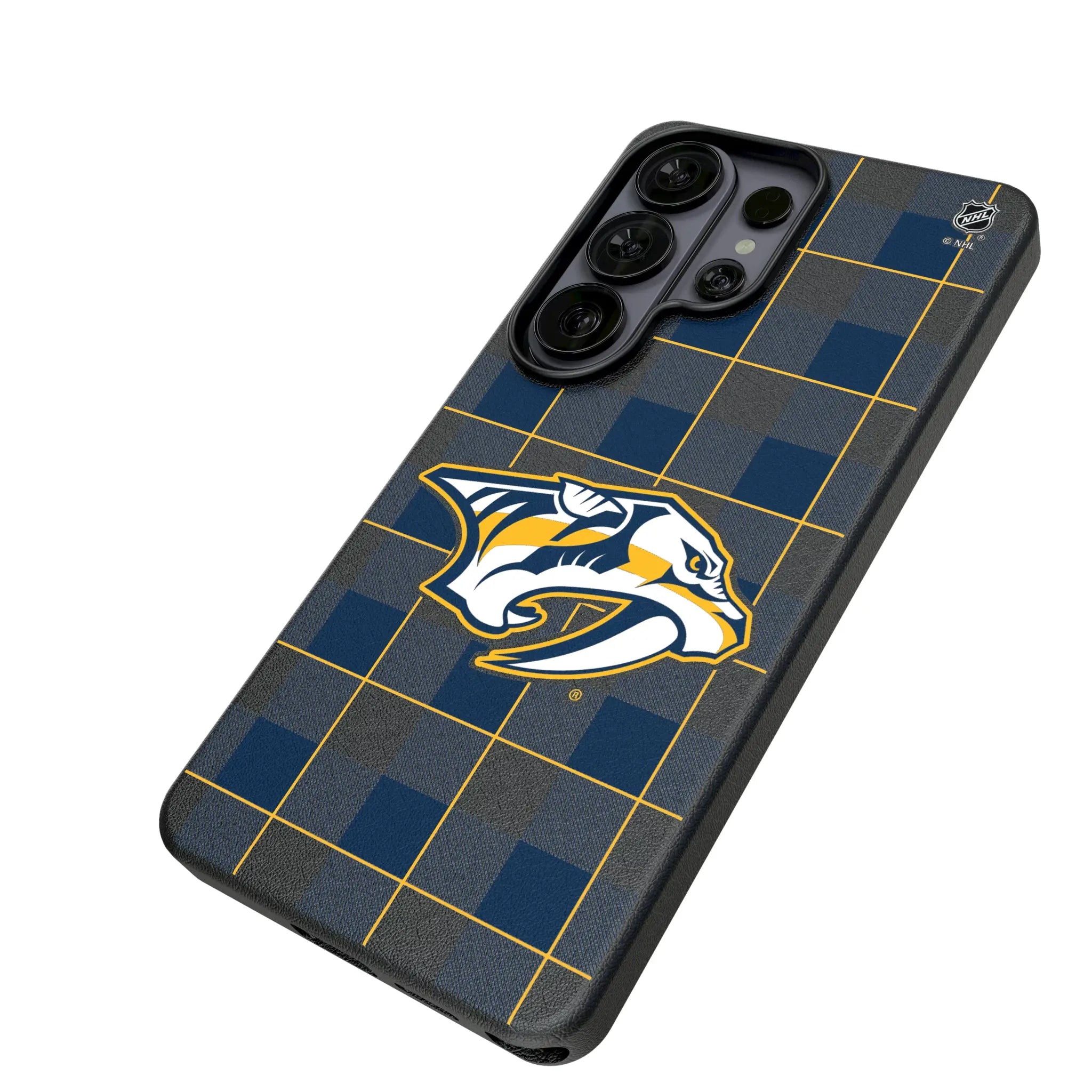 Nashville Predators Plaid Galaxy MagSafe Compatible Phone Case for Samsung Galaxy - Isometric View#Device_Galaxy S26 Ultra