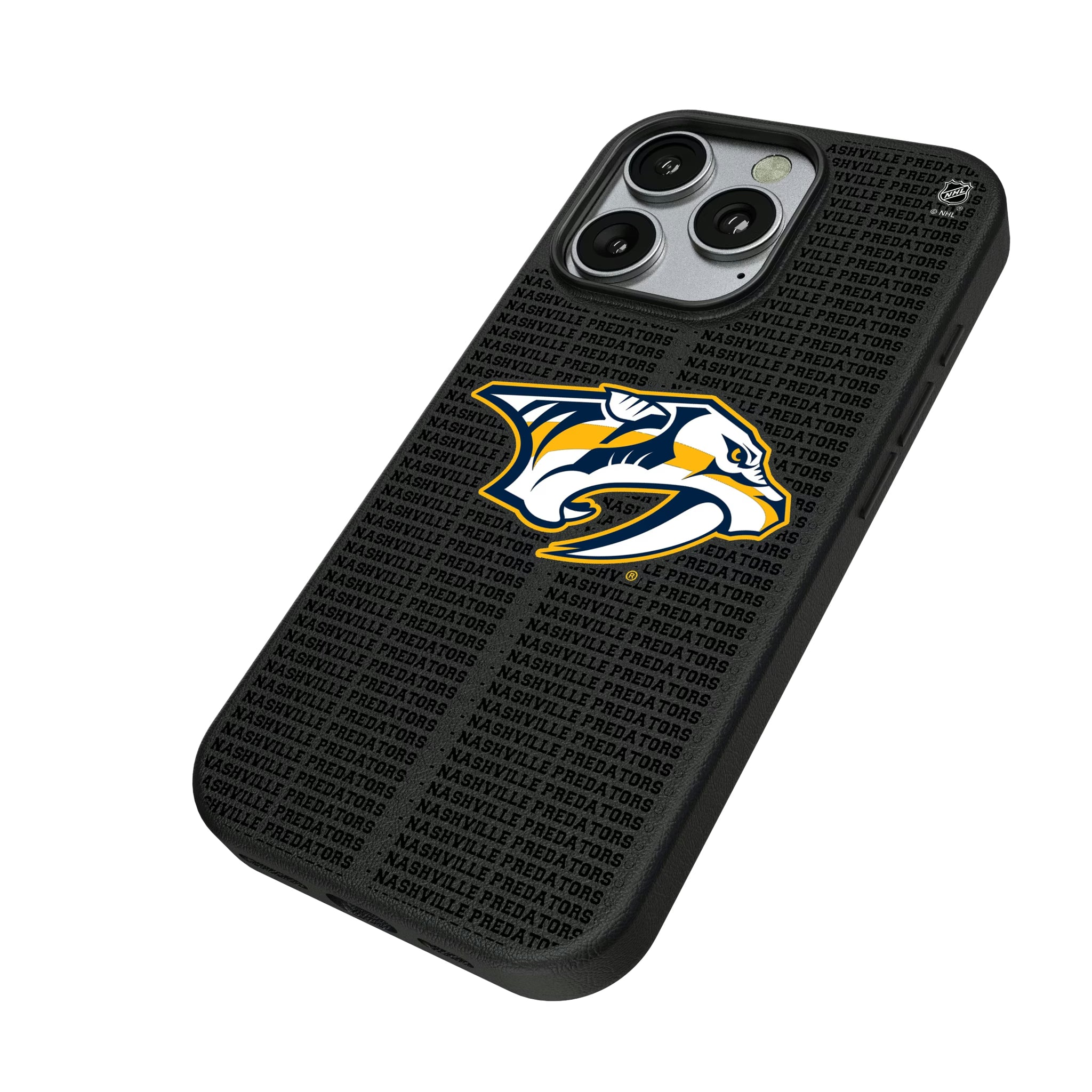 Nashville Predators Text Backdrop iPhone MagSafe Compatible Phone Case for Apple iPhone - Isometric View