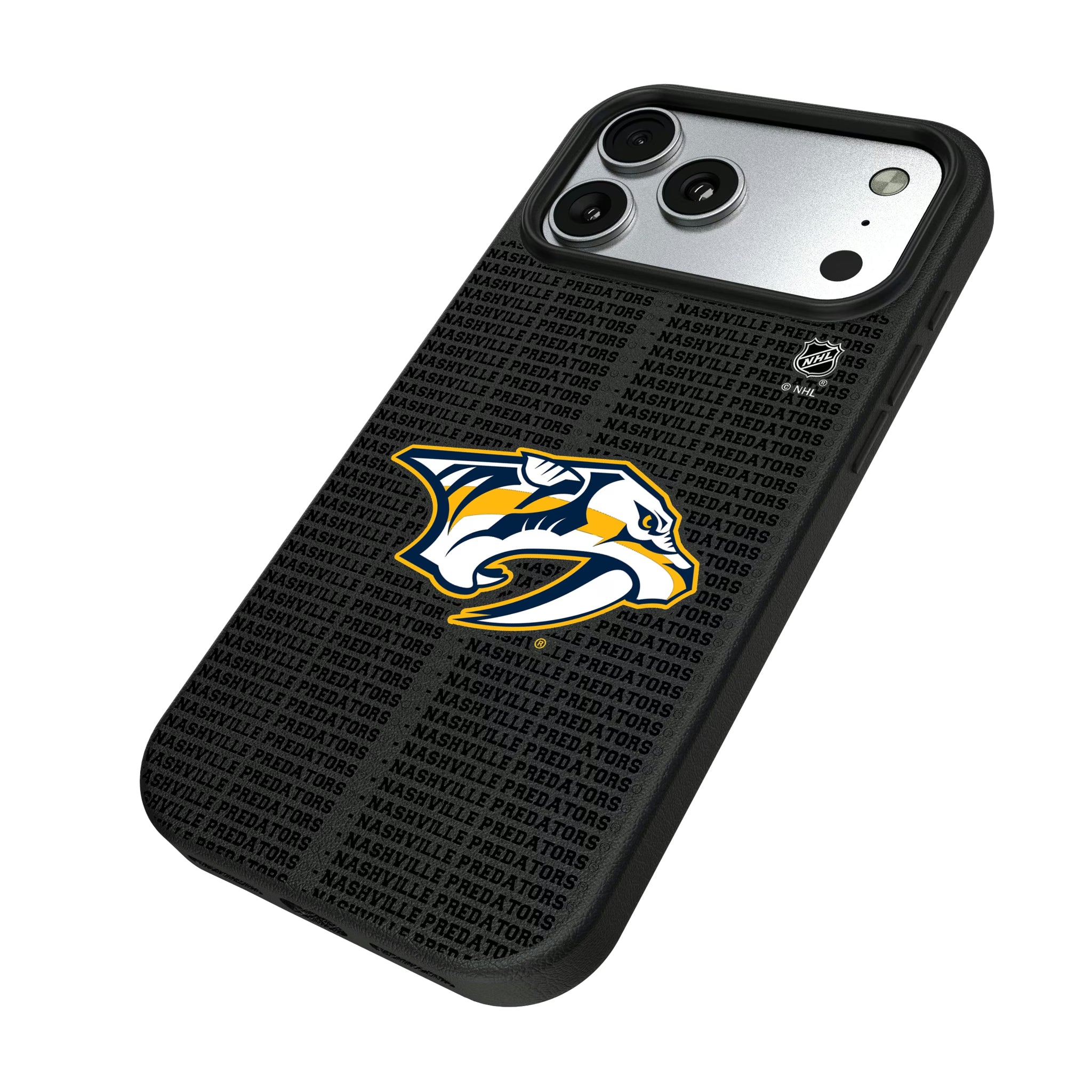 Nashville Predators Text Backdrop iPhone MagSafe Compatible Phone Case for Apple iPhone - Isometric View#Device_iPhone 17 Pro Max