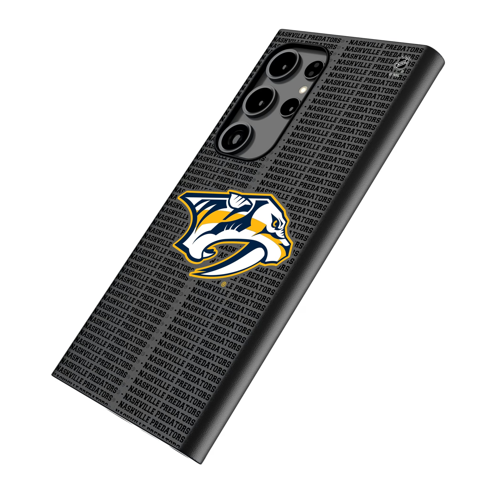 Nashville Predators Text Backdrop Galaxy MagSafe Compatible Phone Case for Samsung Galaxy - Isometric View