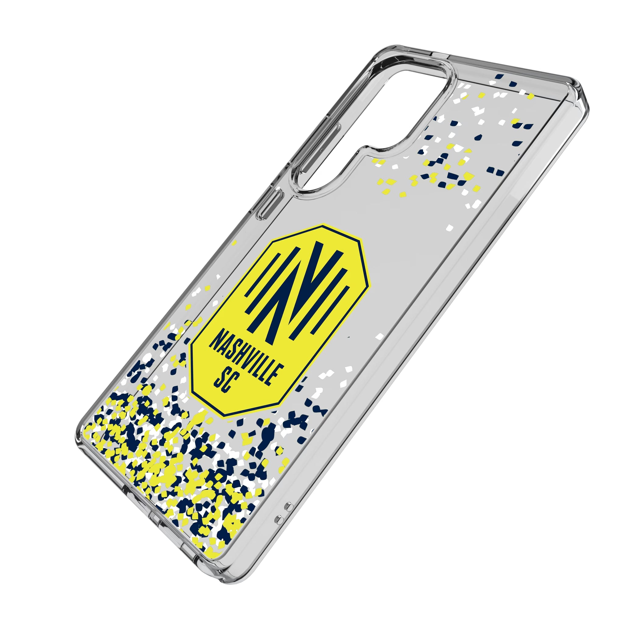 Nashville SC Confetti Galaxy Clear Phone Case for Samsung Galaxy - Isometric View