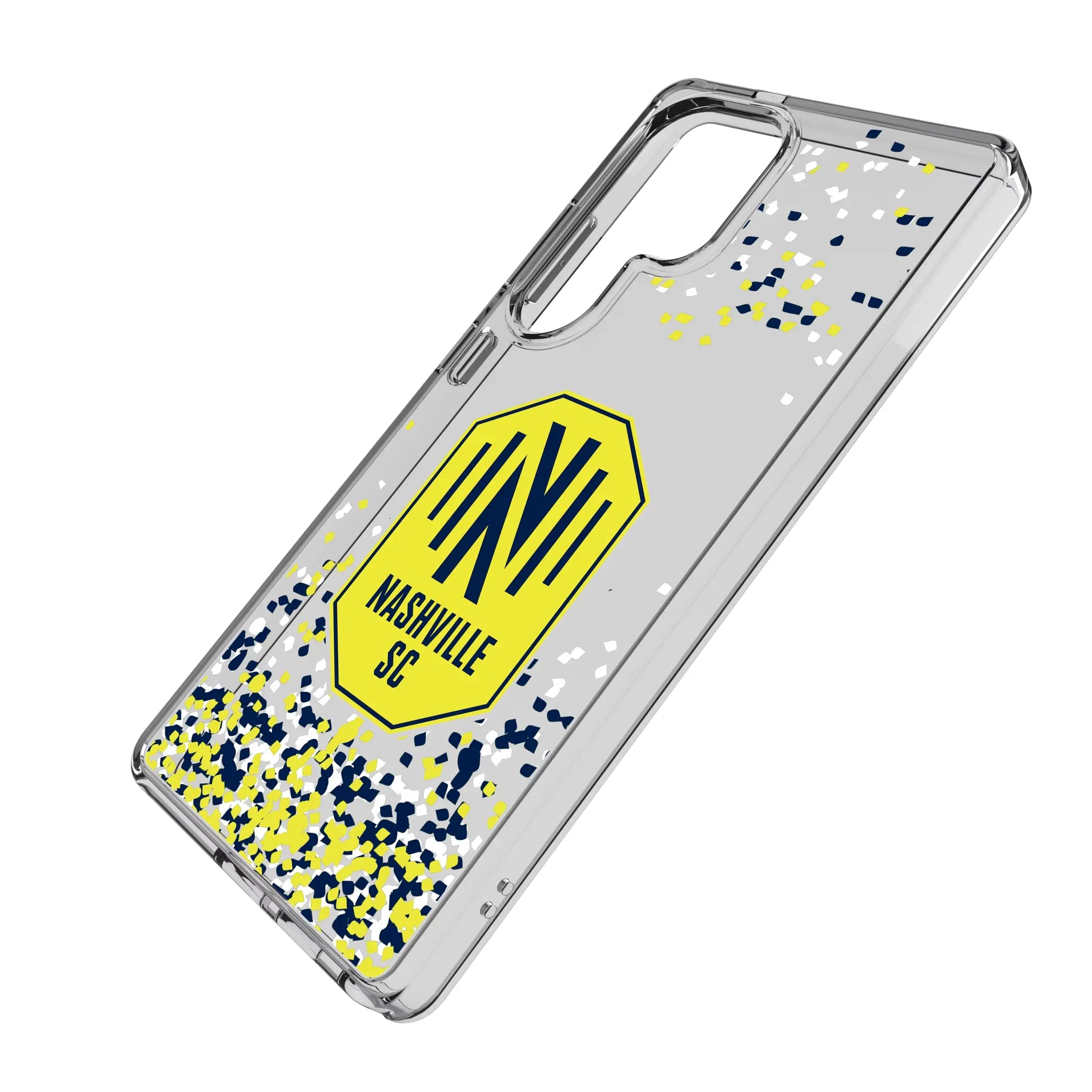 Nashville SC Confetti Galaxy Clear Phone Case for Samsung Galaxy - Isometric View#Device_Galaxy S25 Ultra