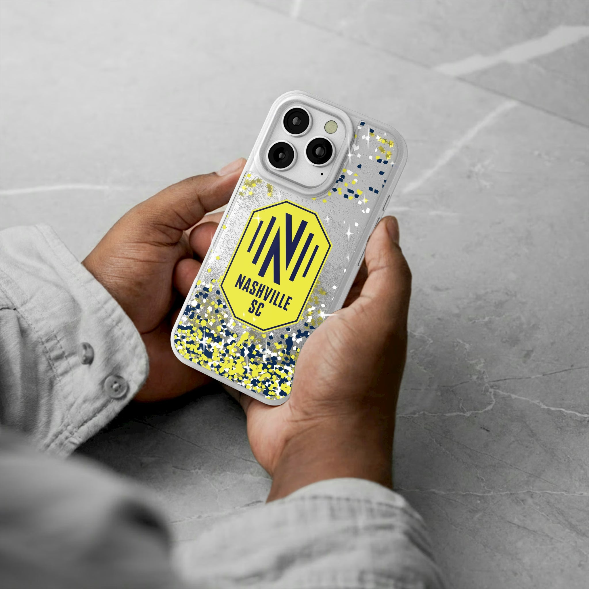 Nashville SC Confetti iPhone Glitter Phone Case for Apple iPhone - Lifestyle#Device_iPhone 16 Pro
