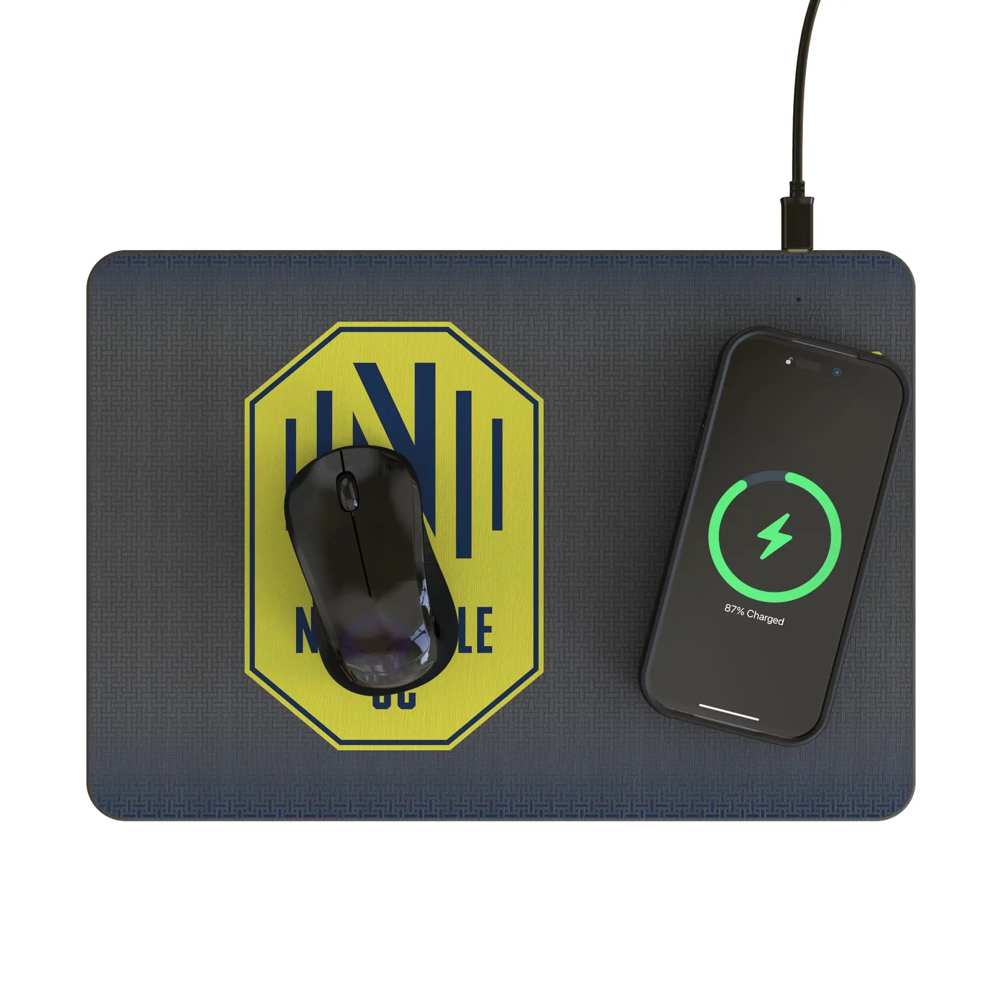 Nashville SC Linen 15-Watt Wireless Charger and Mouse Pad - Lifestyle