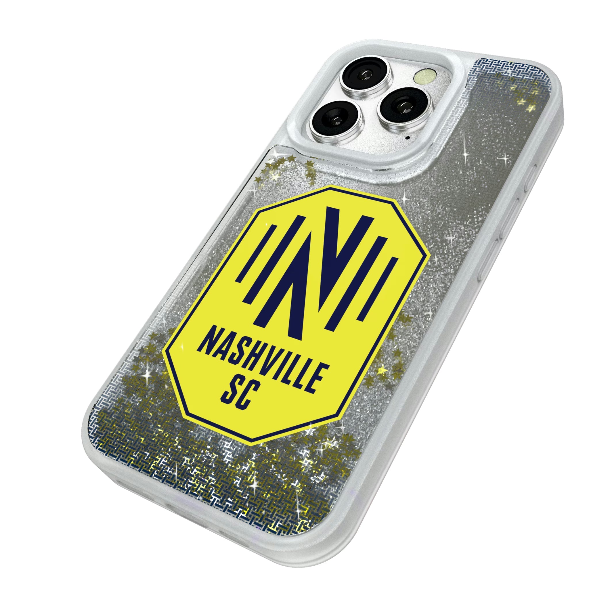 Nashville SC Linen iPhone Glitter Phone Case for Apple iPhone - Isometric View#Device_iPhone 16 Pro