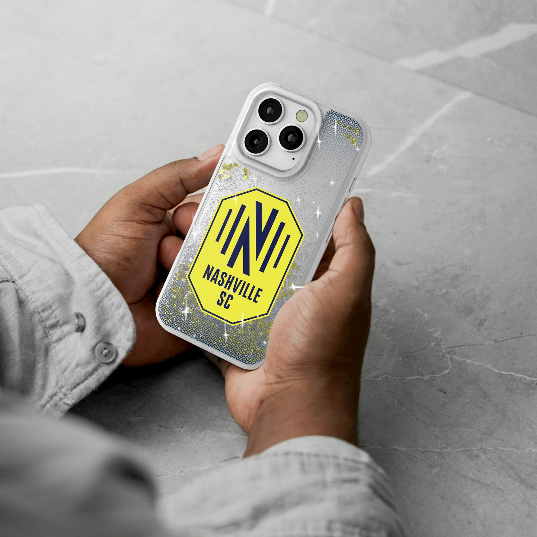 Nashville SC Linen iPhone Glitter Phone Case for Apple iPhone - Lifestyle#Device_iPhone 16 Pro