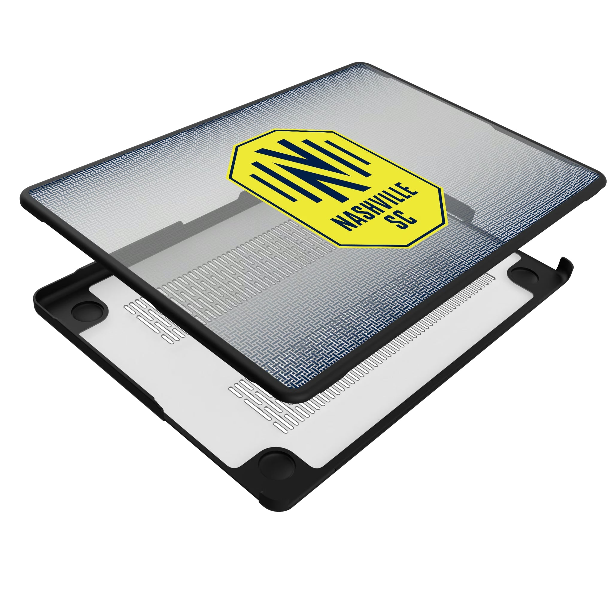 Nashville SC Linen MacBook Laptop Case for Apple MacBook - Isometric View#Device_MacBook Pro (14-inch, 2021) / MacBook Pro (14-inch, 2023) / MacBook Pro (14-inch, 2024)