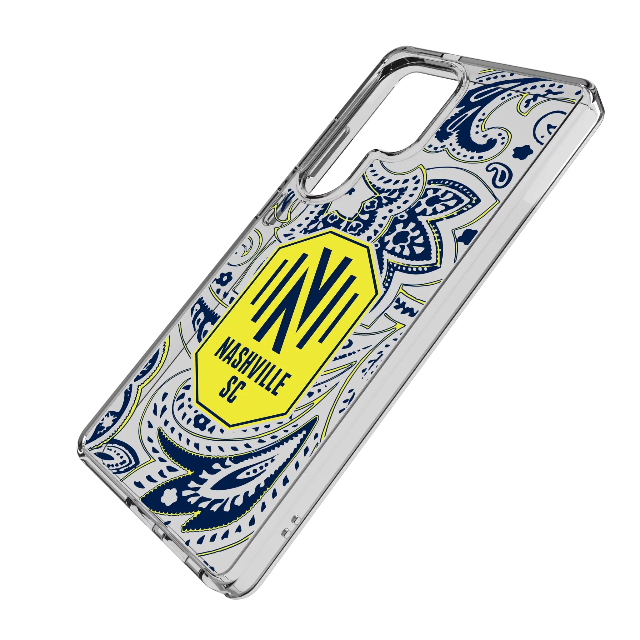 Nashville SC Paisley Galaxy Clear Phone Case for Samsung Galaxy - Isometric View#Device_Galaxy S25 Ultra