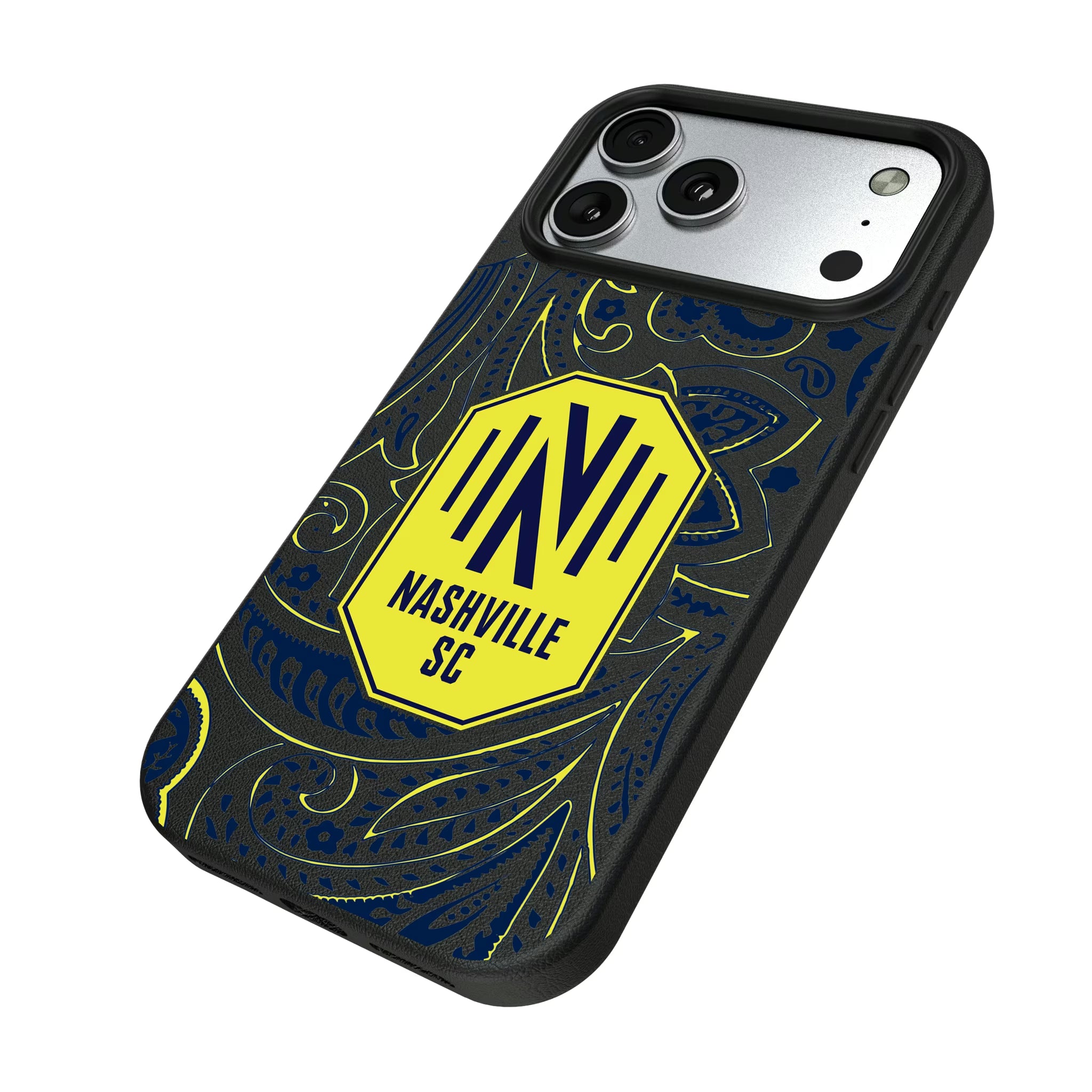 Nashville SC Paisley iPhone MagSafe Compatible Phone Case for Apple iPhone - Isometric View#Device_iPhone 17 Pro Max