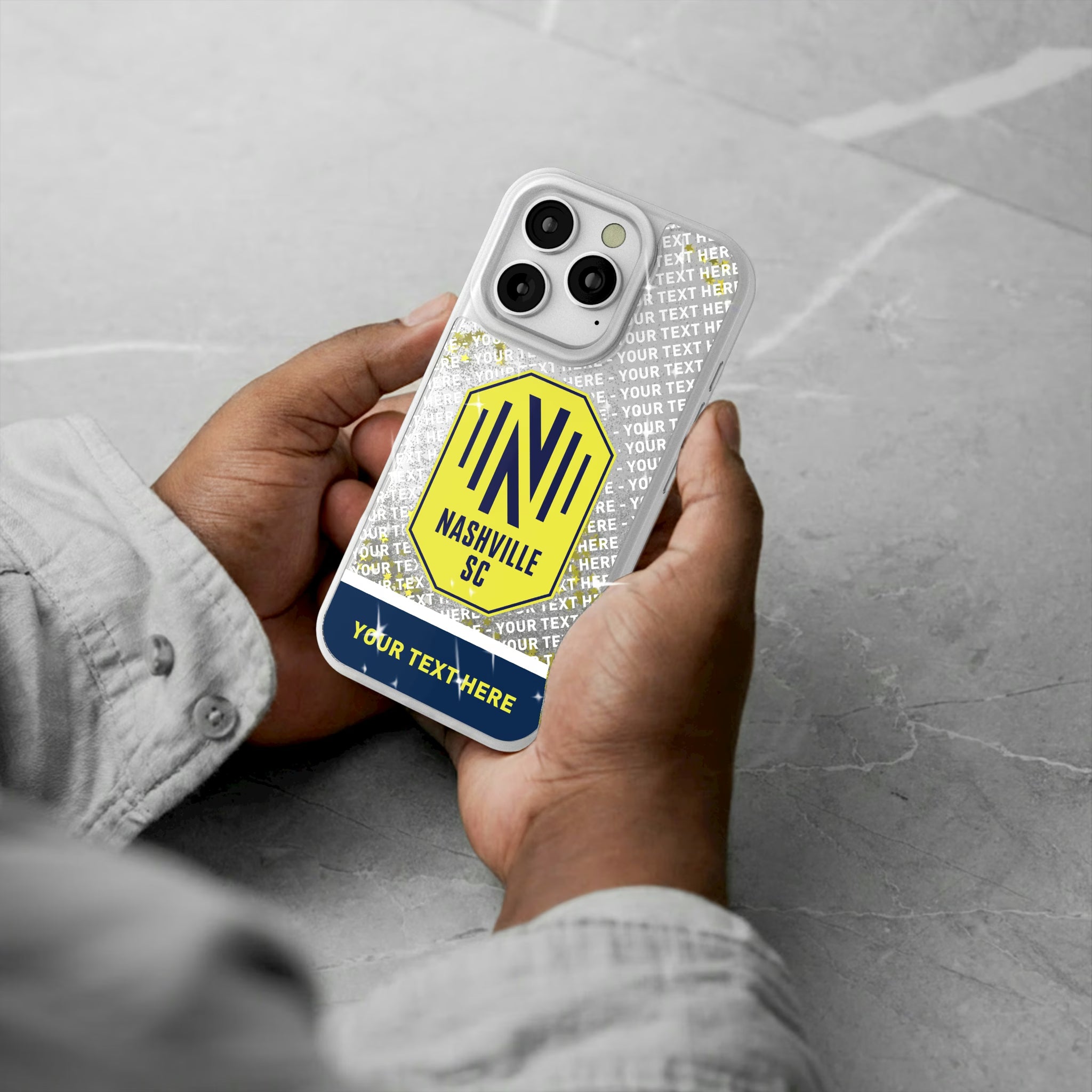 Nashville SC Personalized EndZone Plus iPhone Glitter Phone Case for Apple iPhone - Lifestyle#Device_iPhone 16 Pro