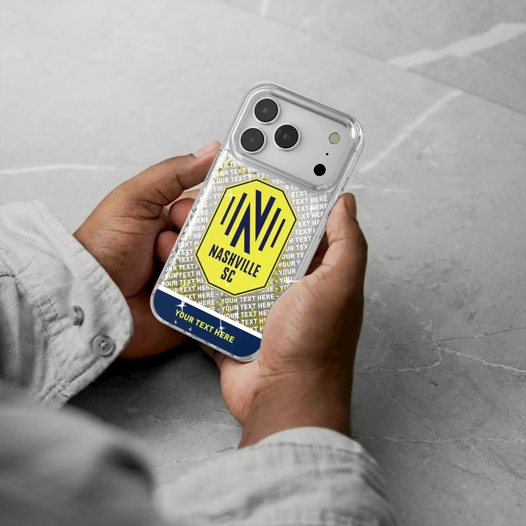 Nashville SC Personalized EndZone Plus iPhone Glitter Phone Case for Apple iPhone - Lifestyle#Device_iPhone 17 Pro