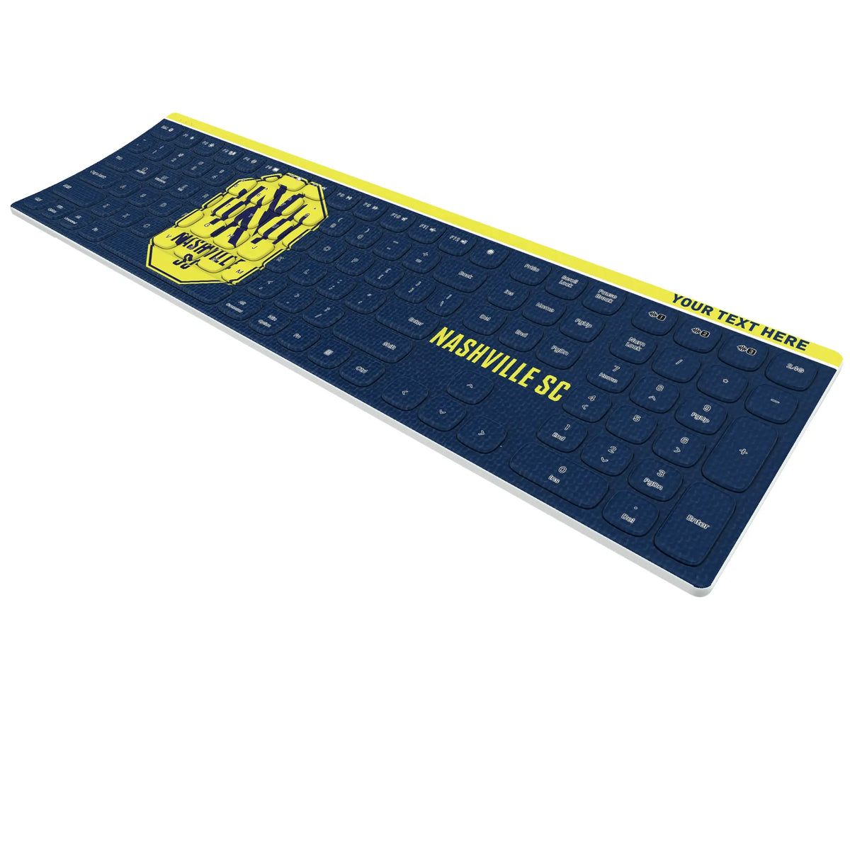 Nashville SC Personalized Endzone Solid KKB605 Curved Wireless Keyboard - Isometric View