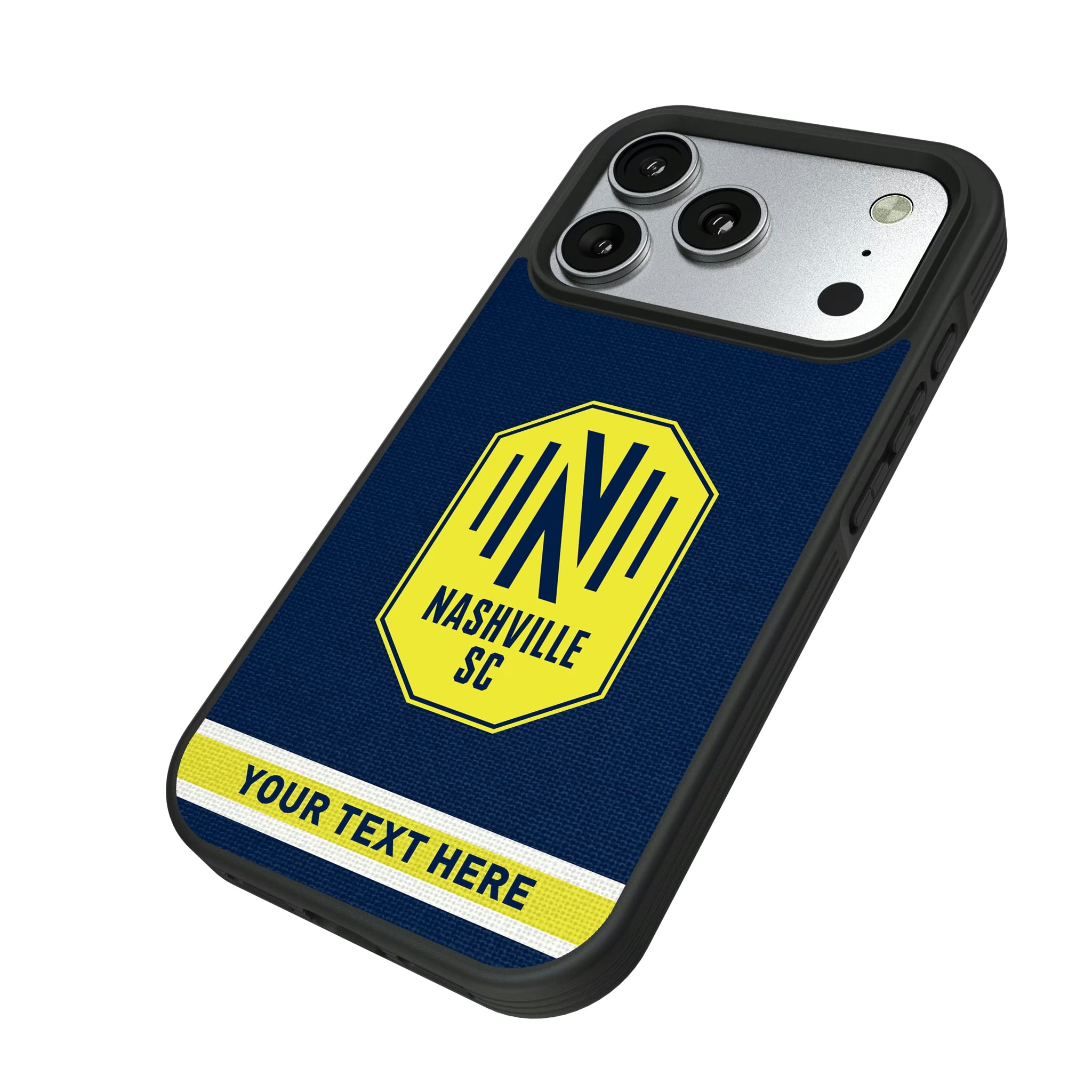 Nashville SC Personalized Stripe iPhone Bump Phone Case for Apple iPhone - Isometric View#Device_iPhone 17 Pro