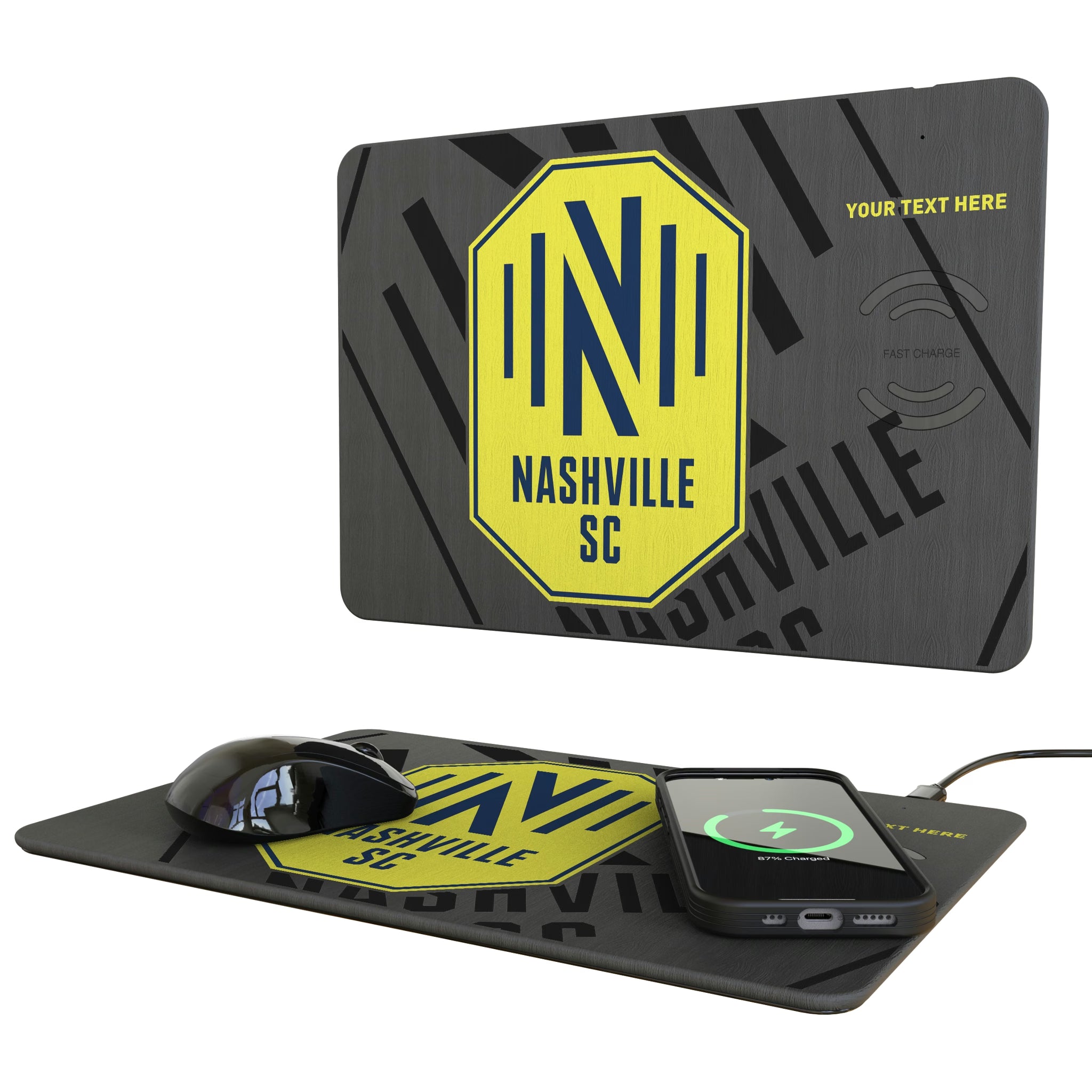 Nashville SC Personalized Tilt 15-Watt Wireless Charger and Mouse Pad