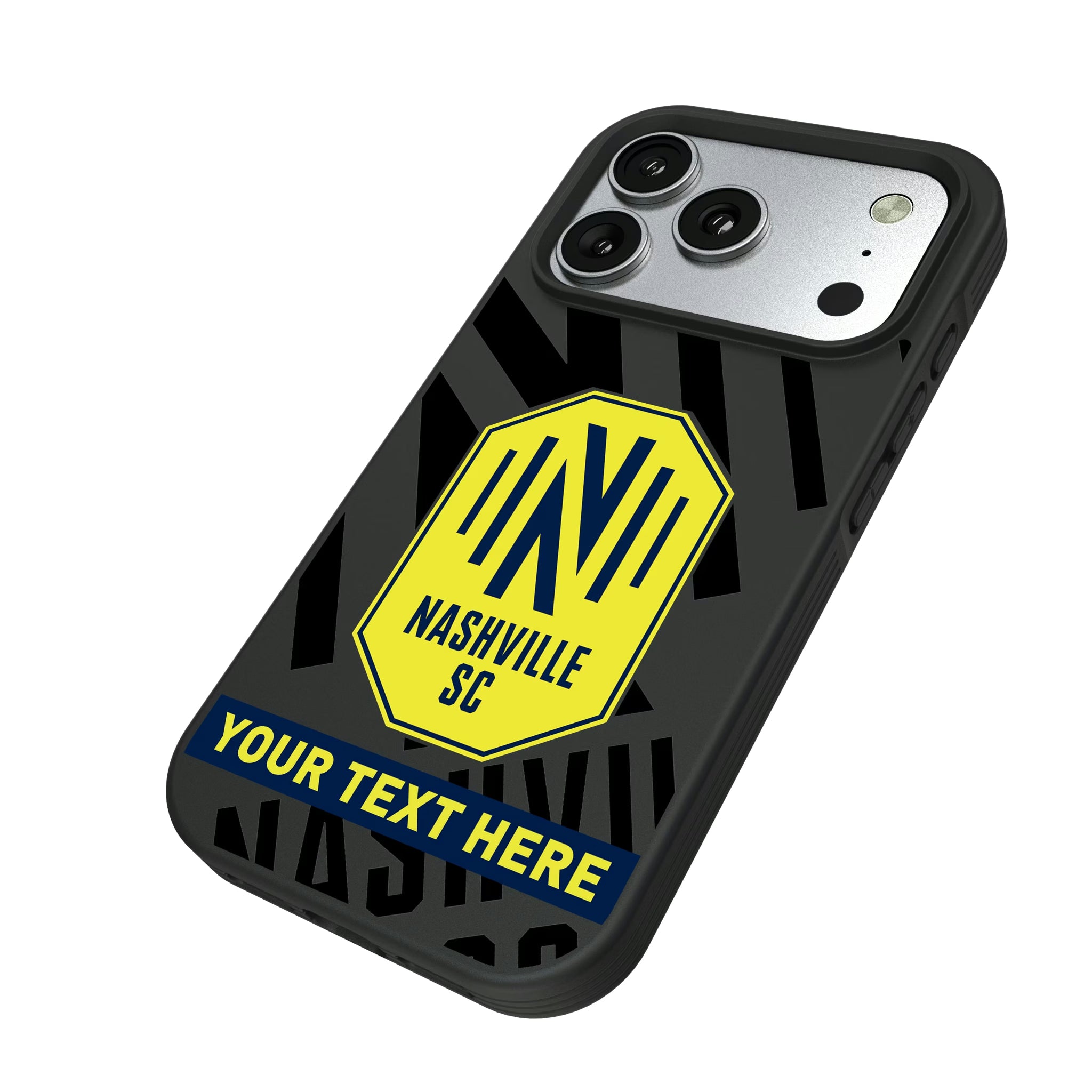 Nashville SC Personalized Tilt iPhone Bump Phone Case for Apple iPhone - Isometric View#Device_iPhone 17 Pro
