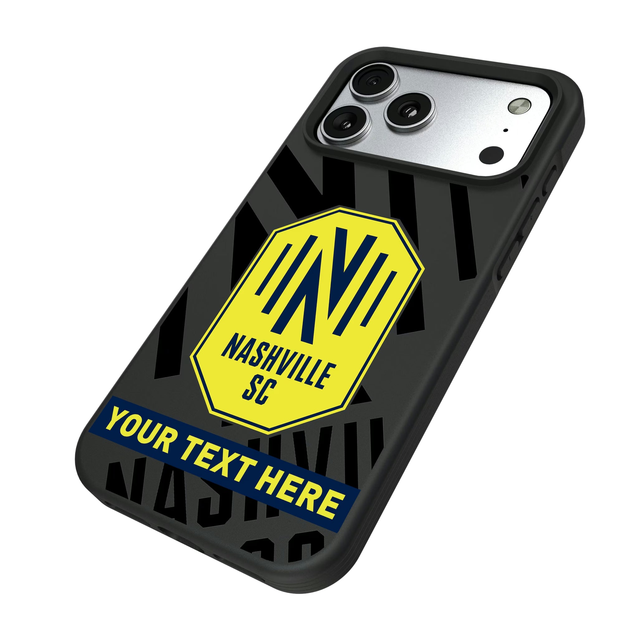 Nashville SC Personalized Tilt iPhone Bump Phone Case for Apple iPhone - Isometric View#Device_iPhone 17 Pro Max