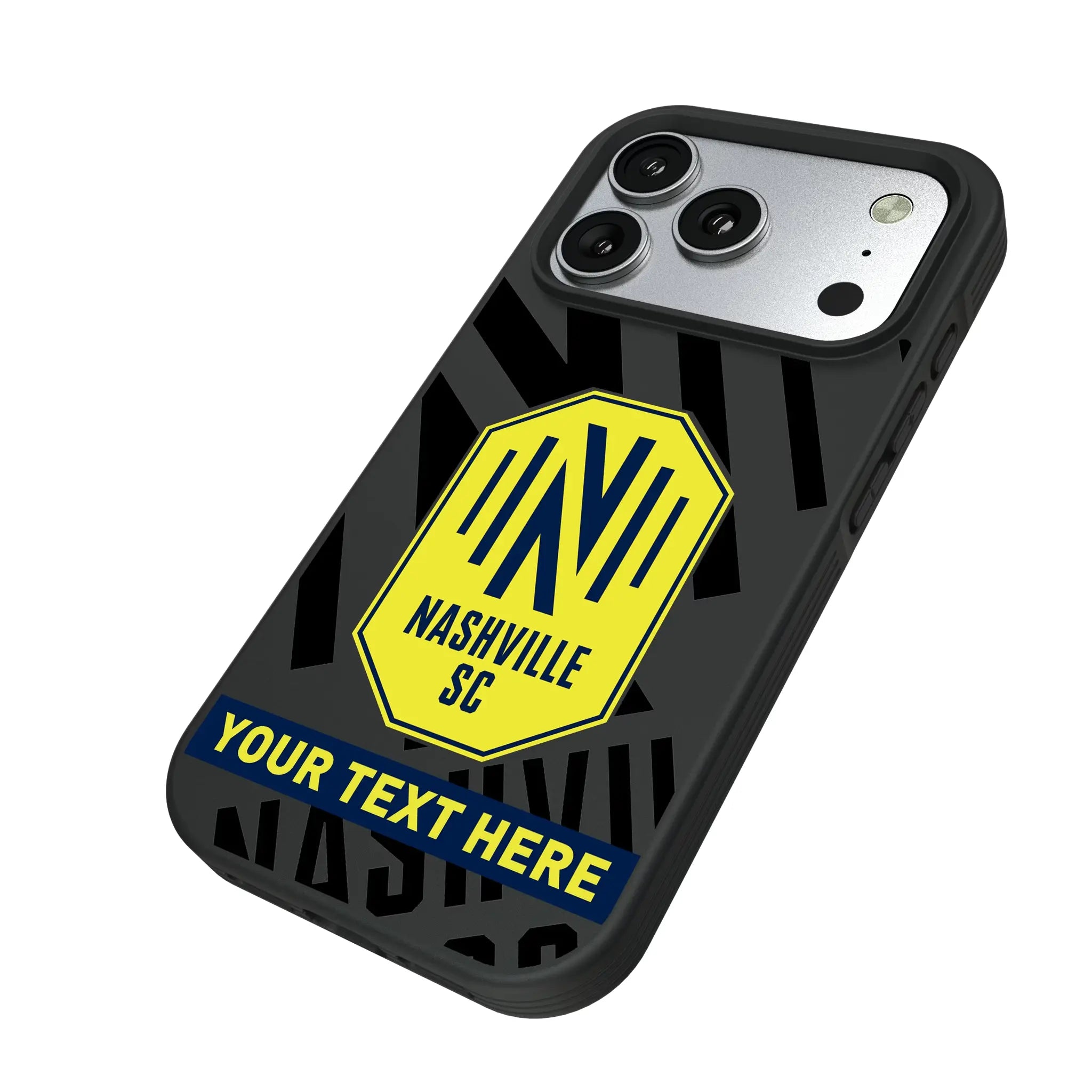 Nashville SC Personalized Tilt iPhone Bump Phone Case for Apple iPhone - Isometric View#Device_iPhone 17 Pro