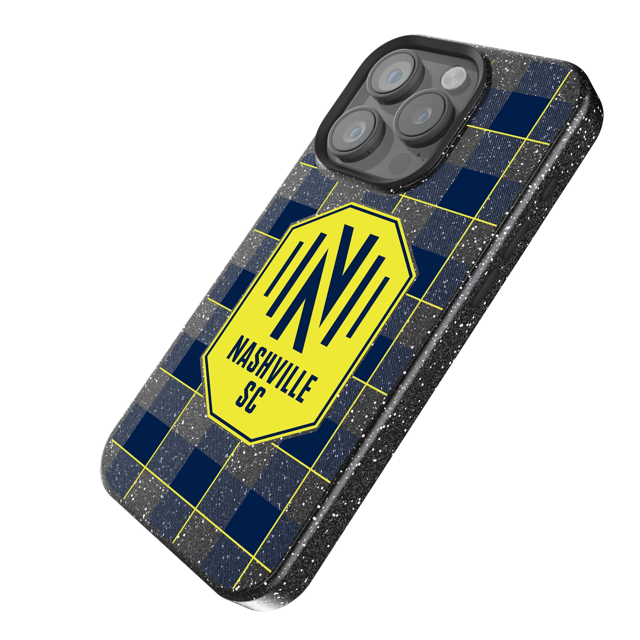 Nashville SC Plaid iPhone Bling Phone Case for Apple iPhone - Isometric View