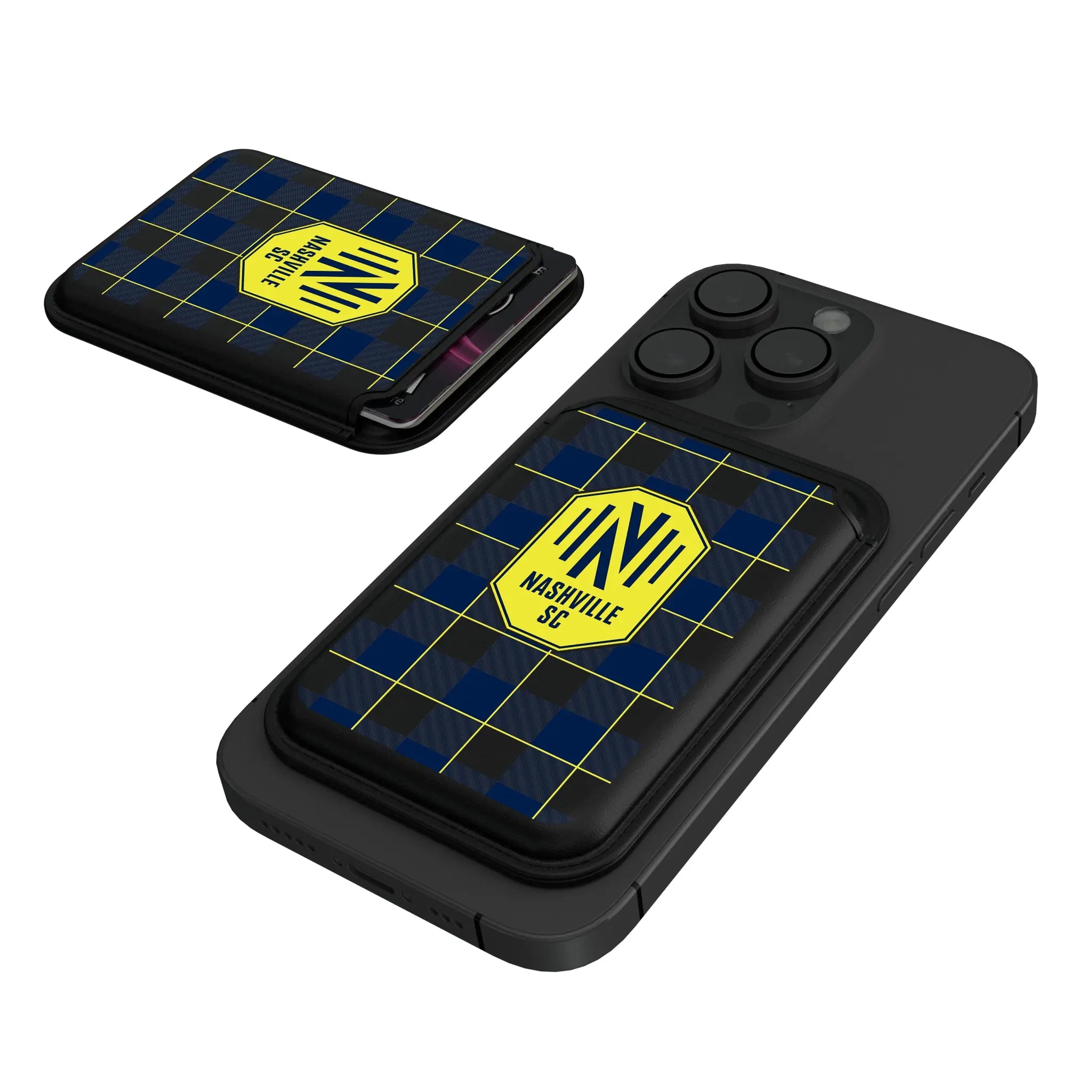 Nashville SC Plaid Black Magnetic Credit Card Wallet
