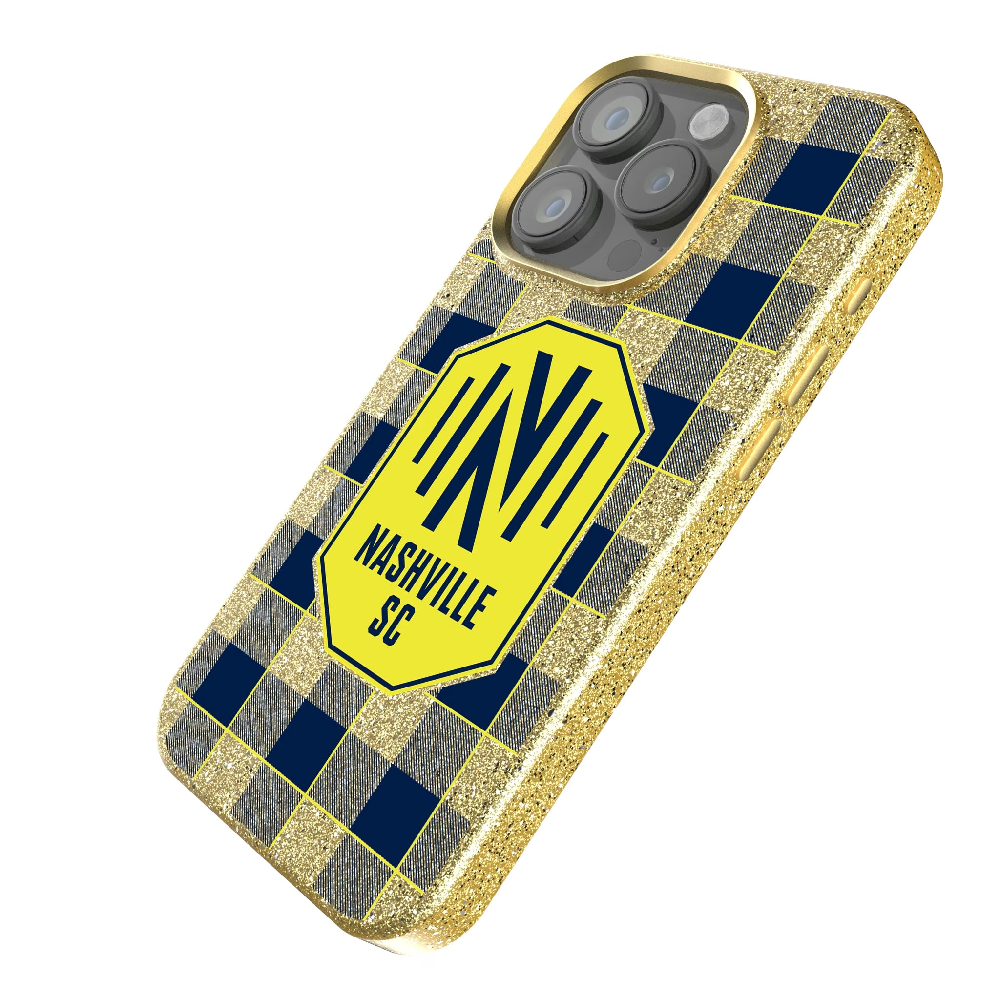 Nashville SC Plaid iPhone Bling Phone Case for Apple iPhone - Isometric View