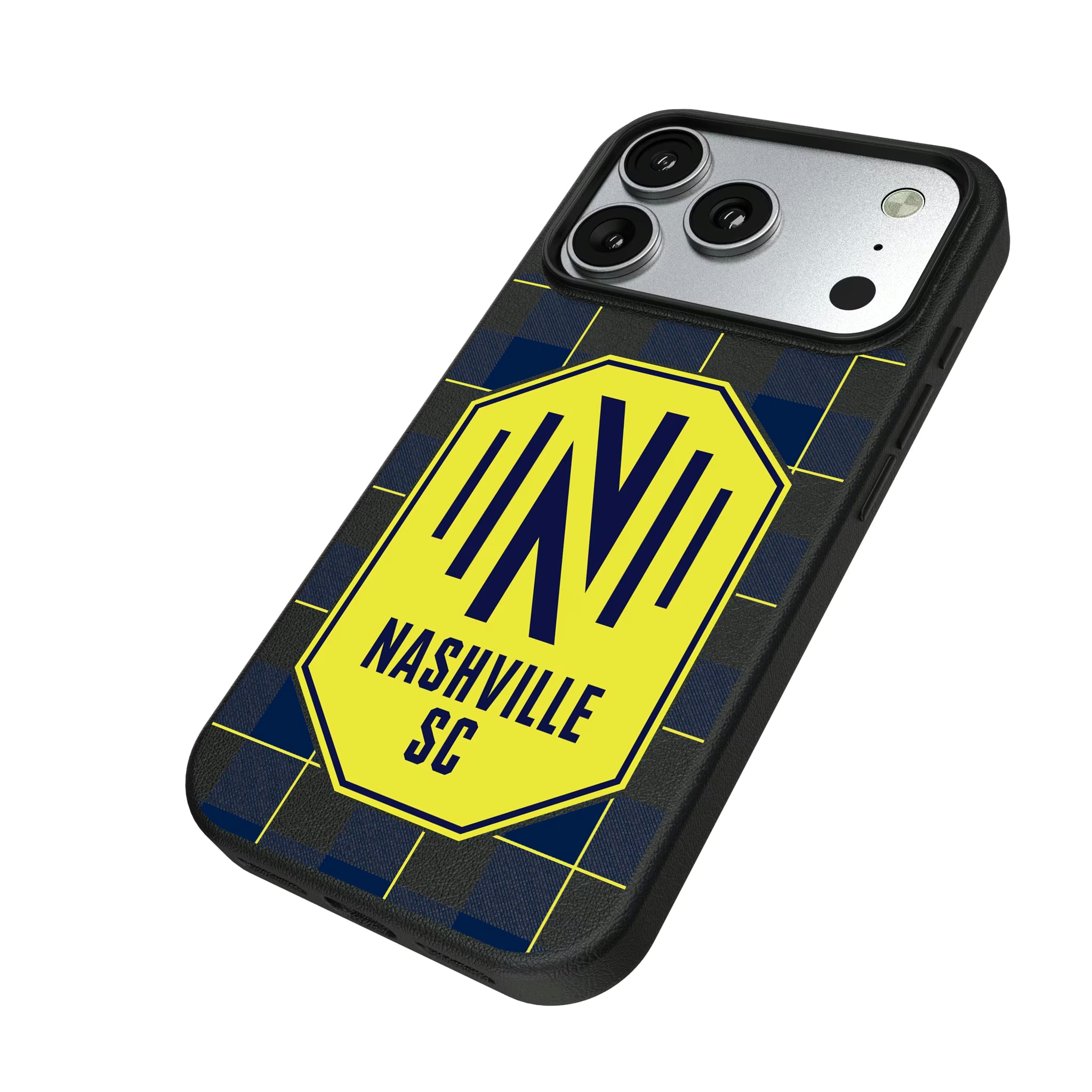 Nashville SC Plaid iPhone MagSafe Compatible Phone Case for Apple iPhone - Isometric View#Device_iPhone 17 Pro