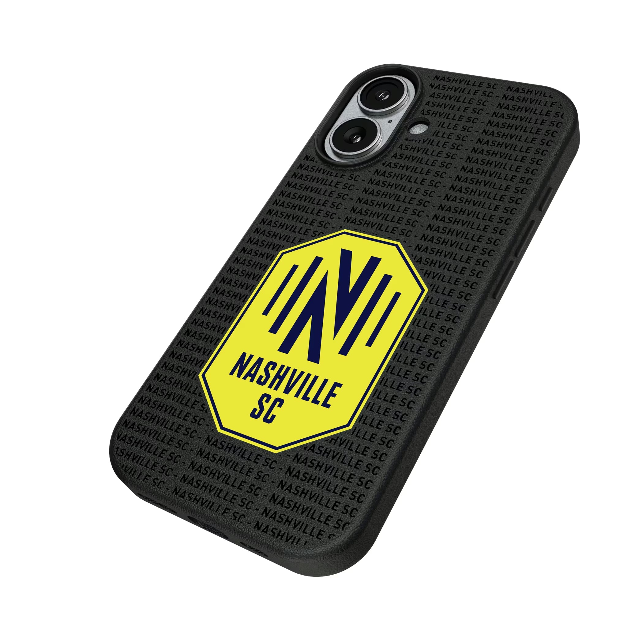 Nashville SC Text Backdrop iPhone MagSafe Compatible Phone Case for Apple iPhone - Isometric View#Device_iPhone 17