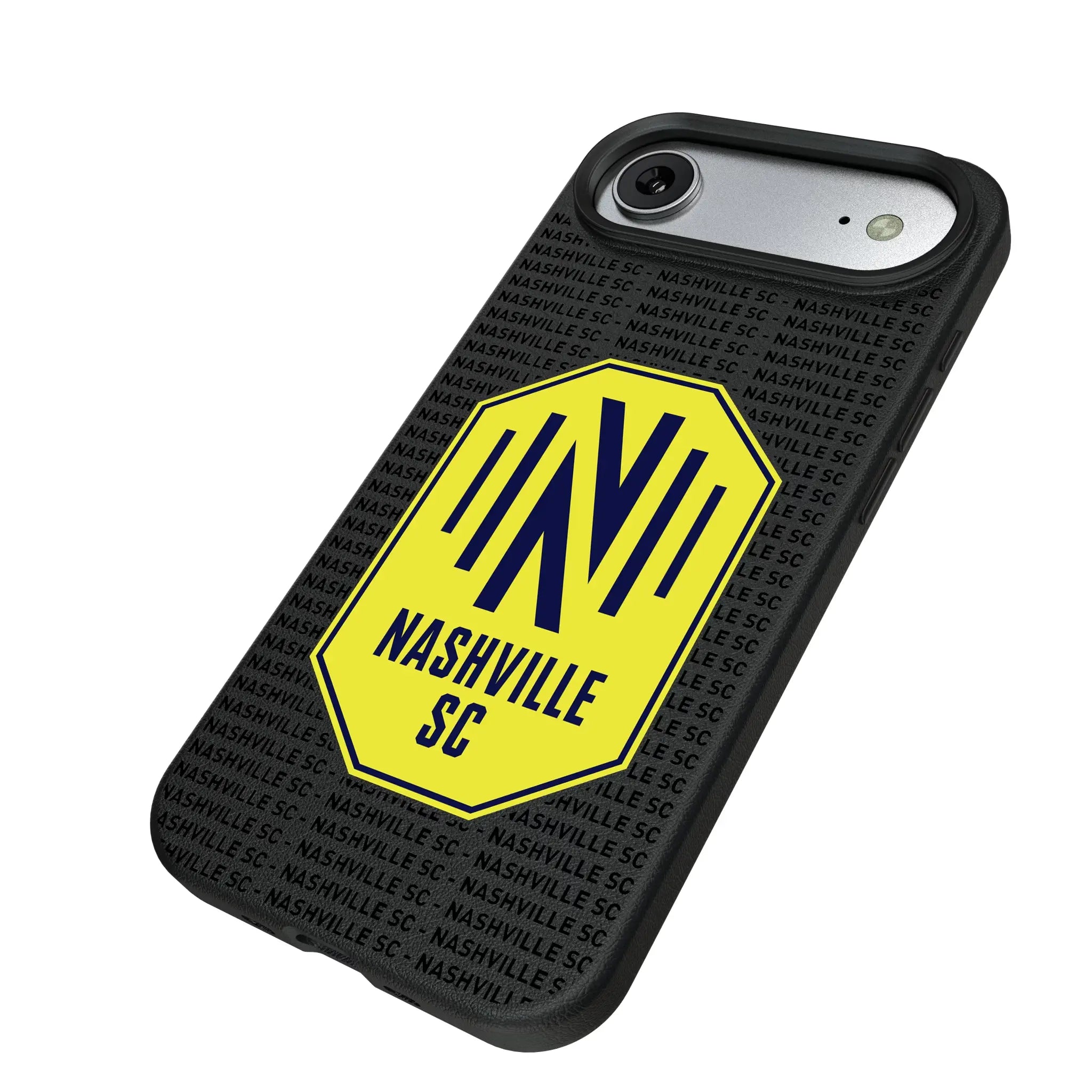 Nashville SC Text Backdrop iPhone MagSafe Compatible Phone Case for Apple iPhone - Isometric View#Device_iPhone Air