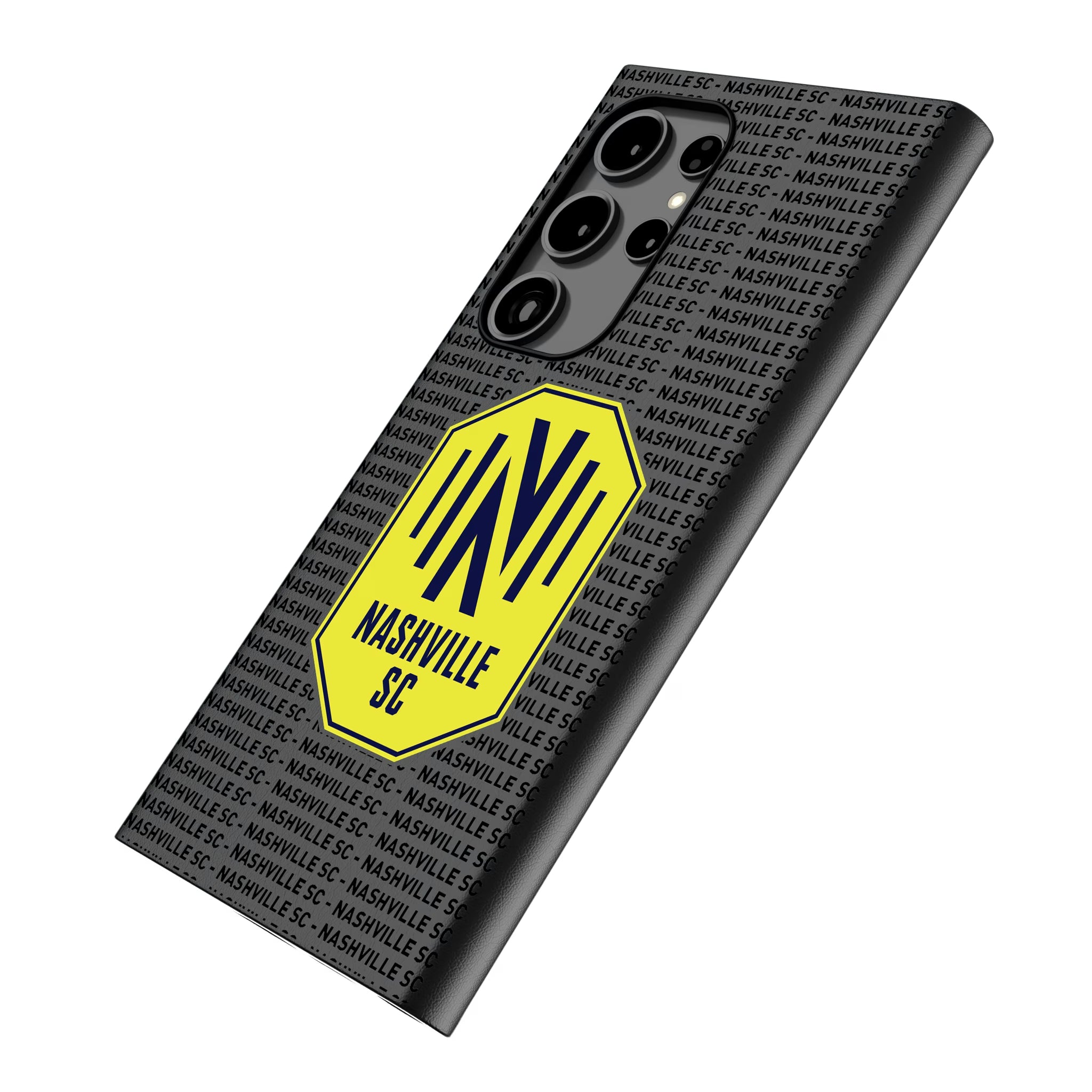 Nashville SC Text Backdrop Galaxy MagSafe Compatible Phone Case for Samsung Galaxy - Isometric View