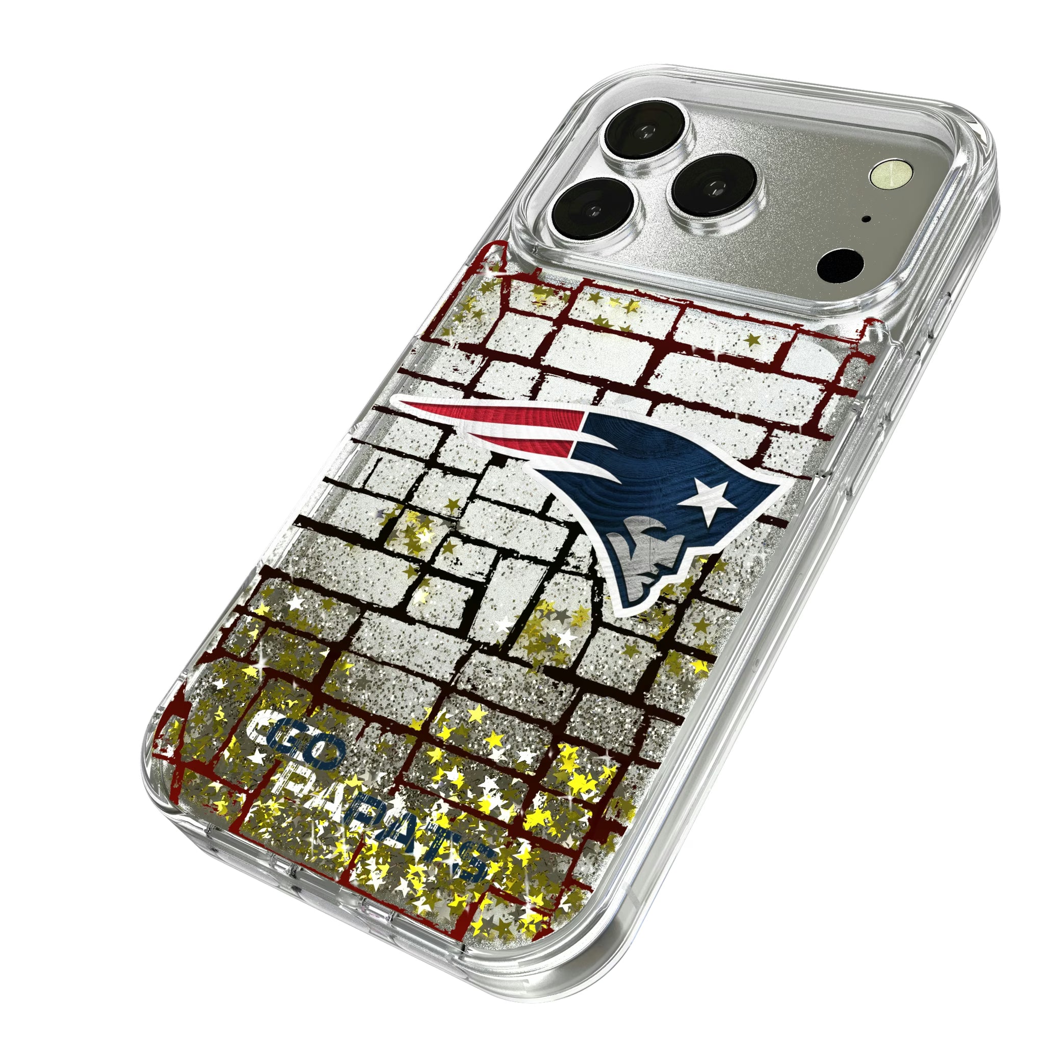 New England Patriots Brick iPhone Glitter Phone Case for Apple iPhone - Isometric View