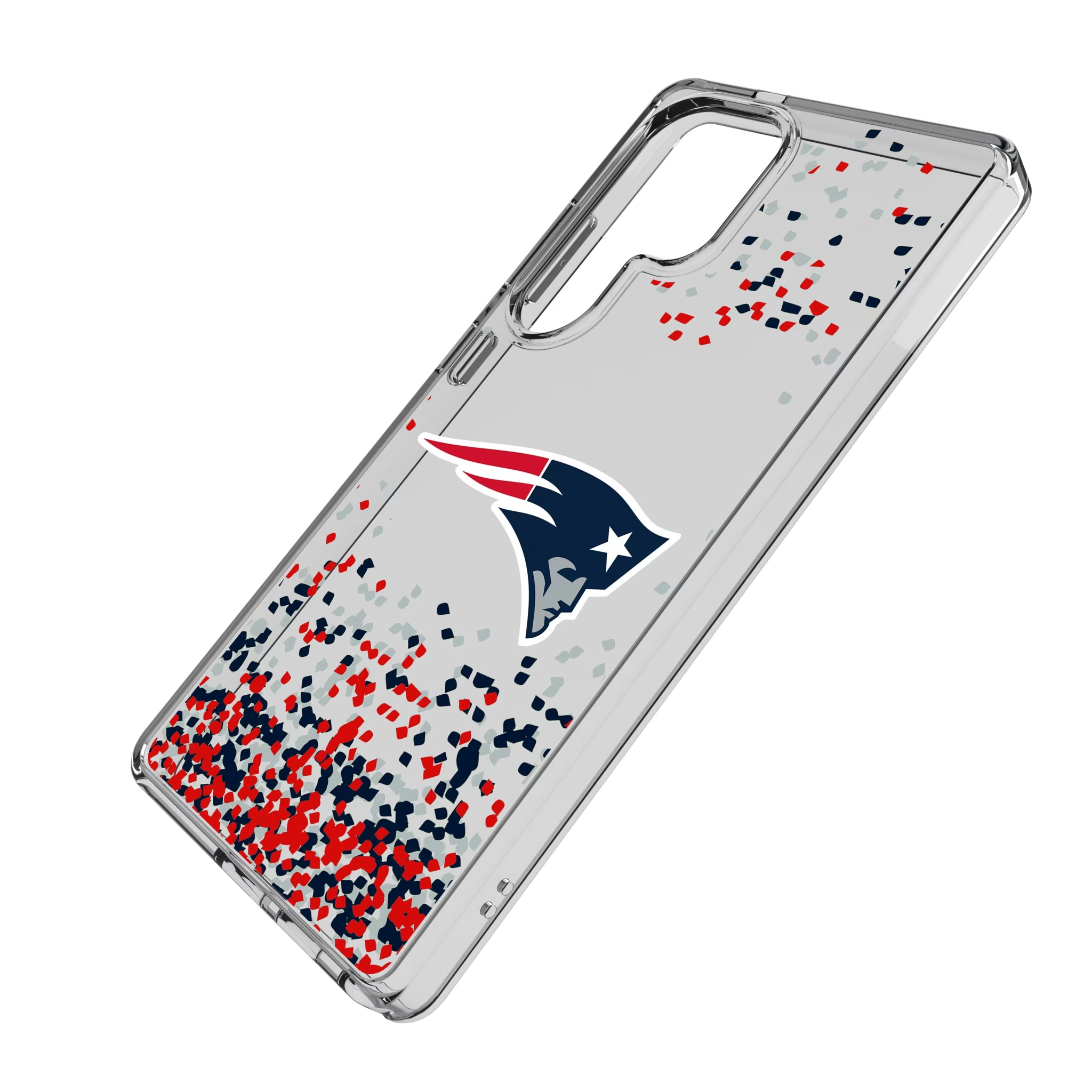 New England Patriots Confetti Galaxy Clear Phone Case for Samsung Galaxy - Isometric View