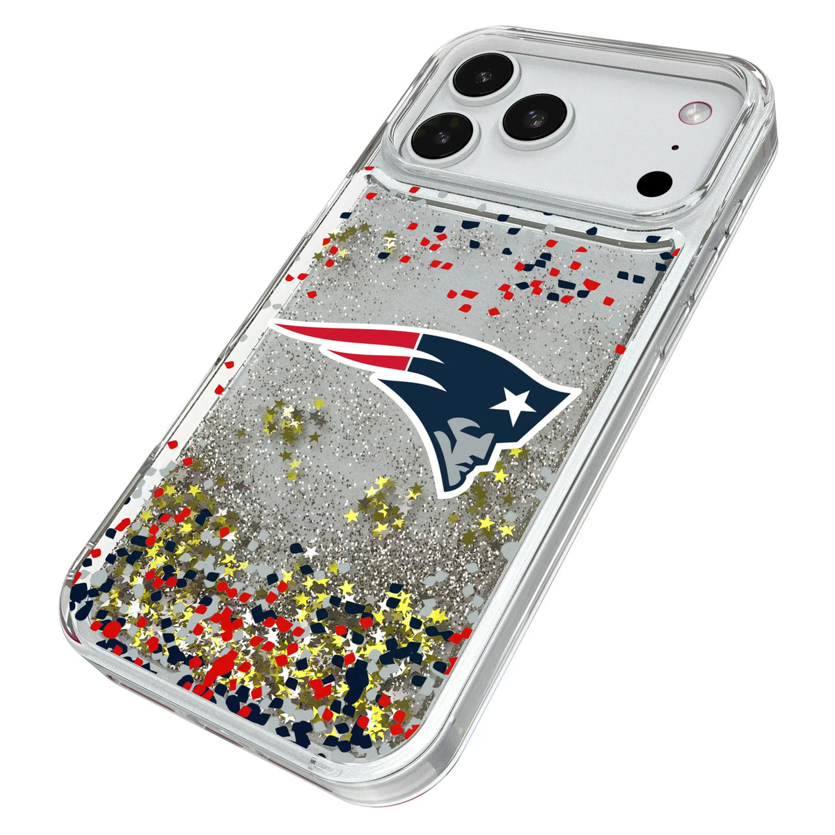 New England Patriots Confetti iPhone Glitter Phone Case for Apple iPhone - Isometric View#Device_iPhone 18 Pro Max