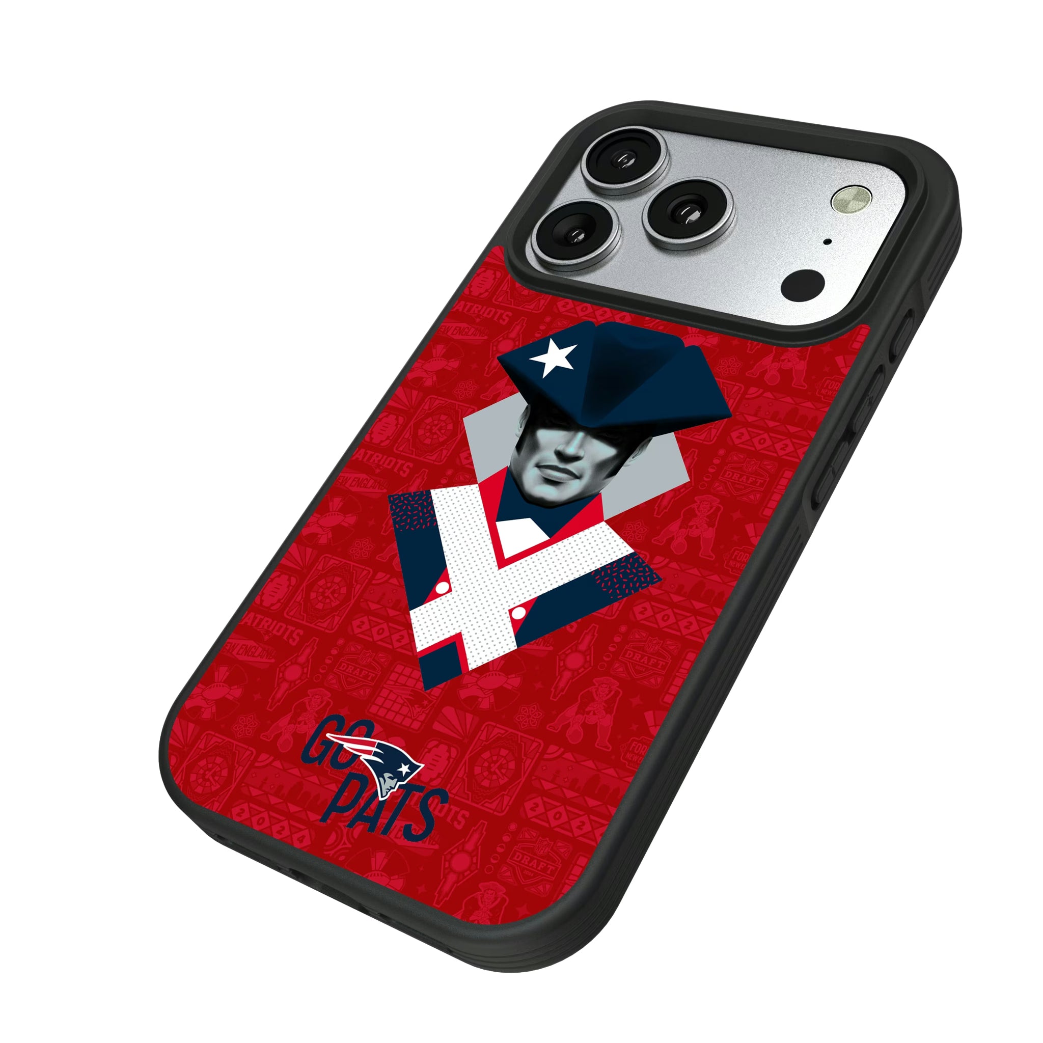 New England Patriots Deco iPhone Bump Phone Case for Apple iPhone - Isometric View#Device_iPhone 17 Pro
