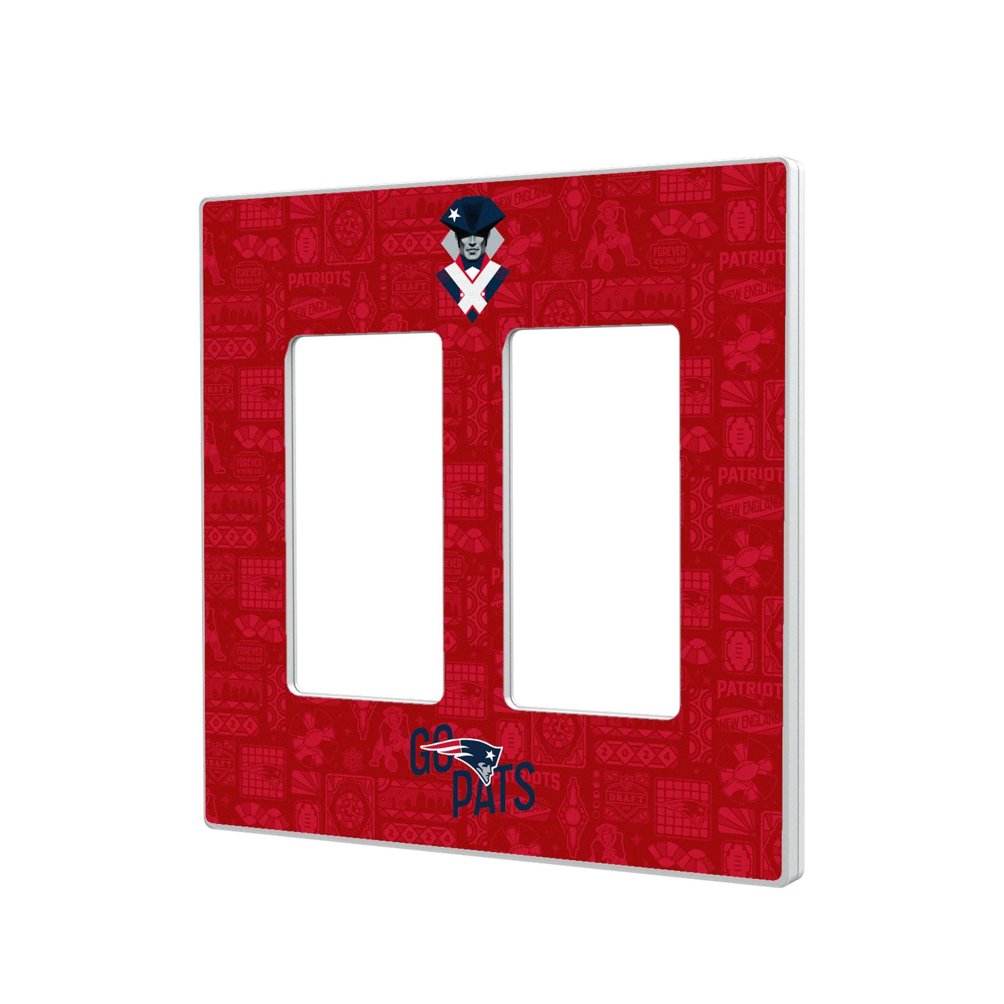 New England Patriots Deco Hidden-Screw Light Switch Plate#Style_Double Rocker