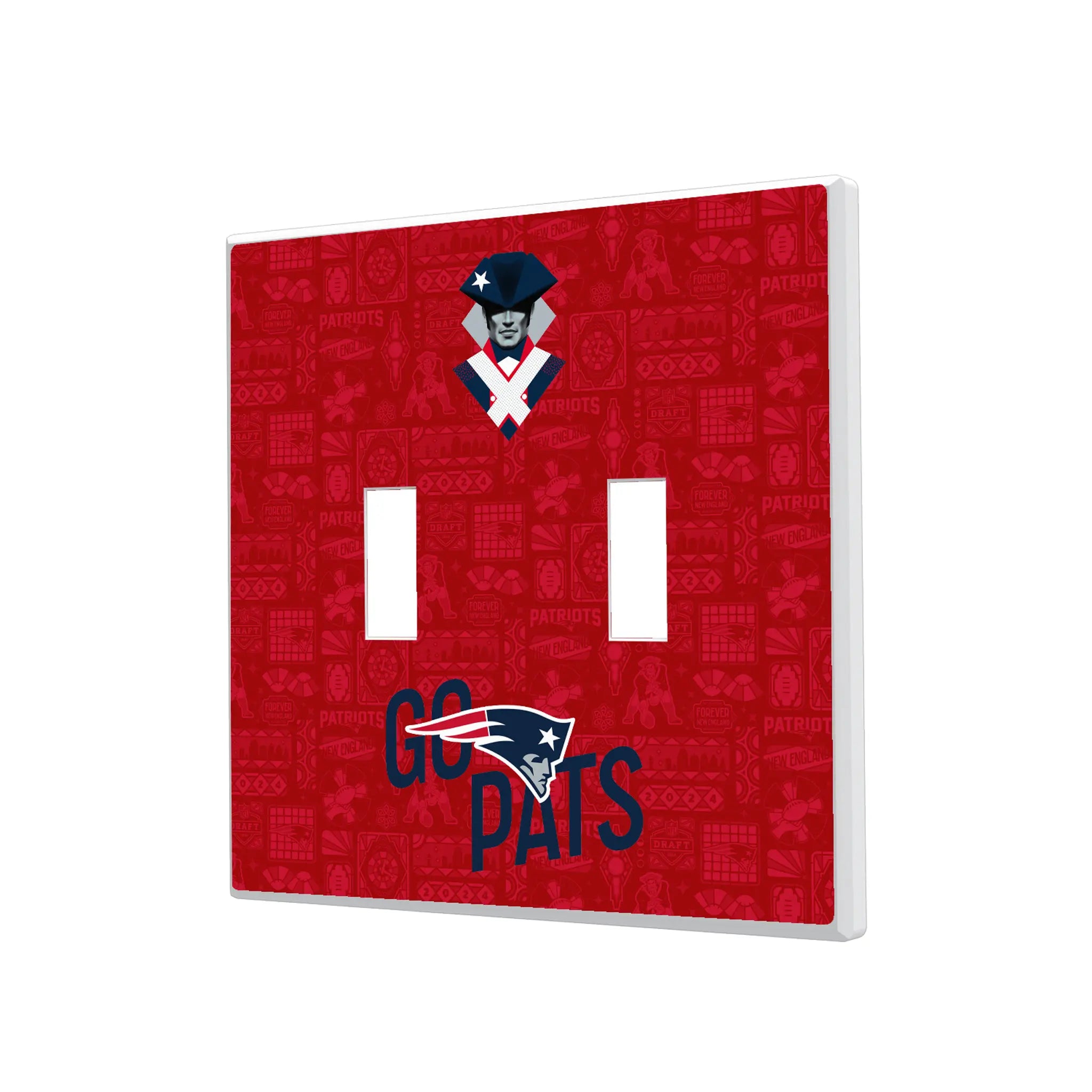 New England Patriots Deco Hidden-Screw Light Switch Plate#Style_Double Toggle