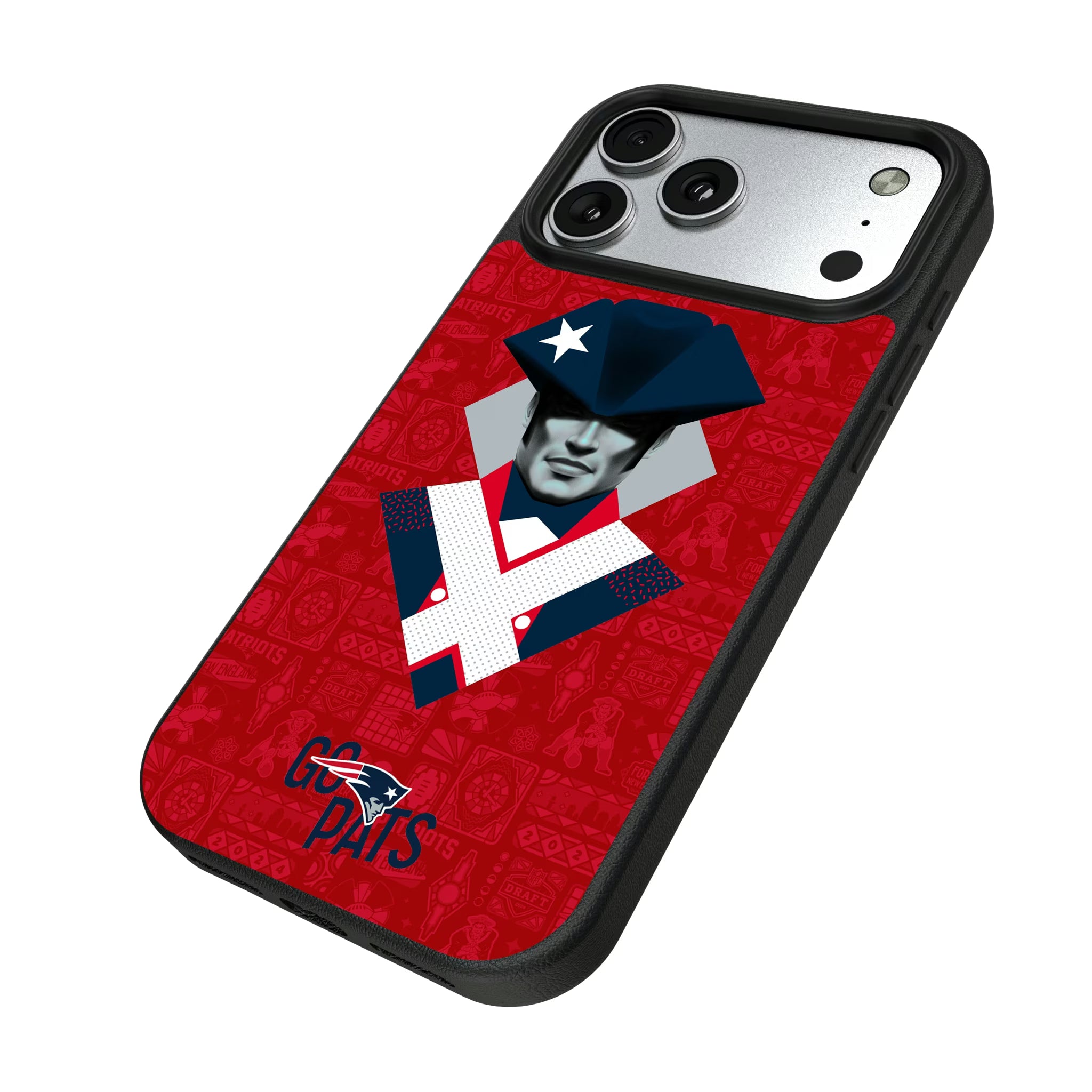 New England Patriots Deco iPhone MagSafe Compatible Phone Case for Apple iPhone - Isometric View#Device_iPhone 17 Pro Max