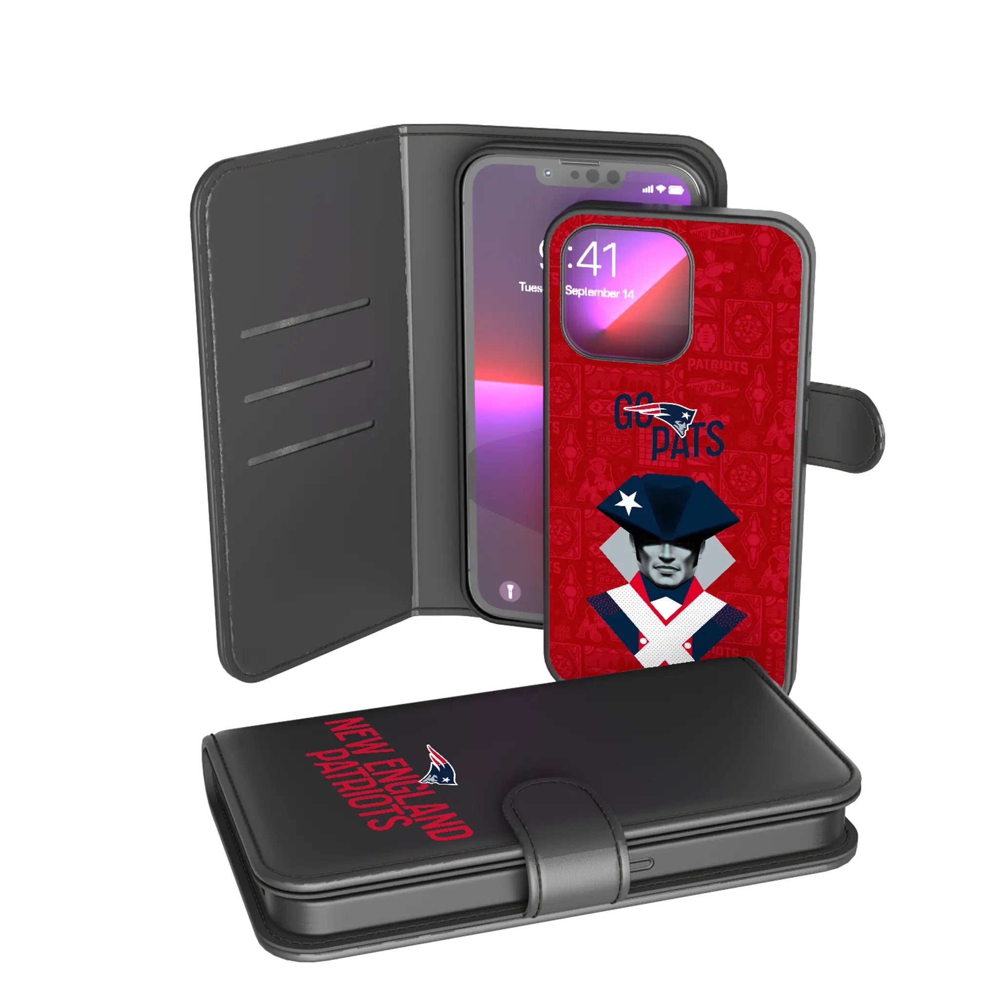 New England Patriots Deco iPhone Wallet Phone Case for Apple iPhone