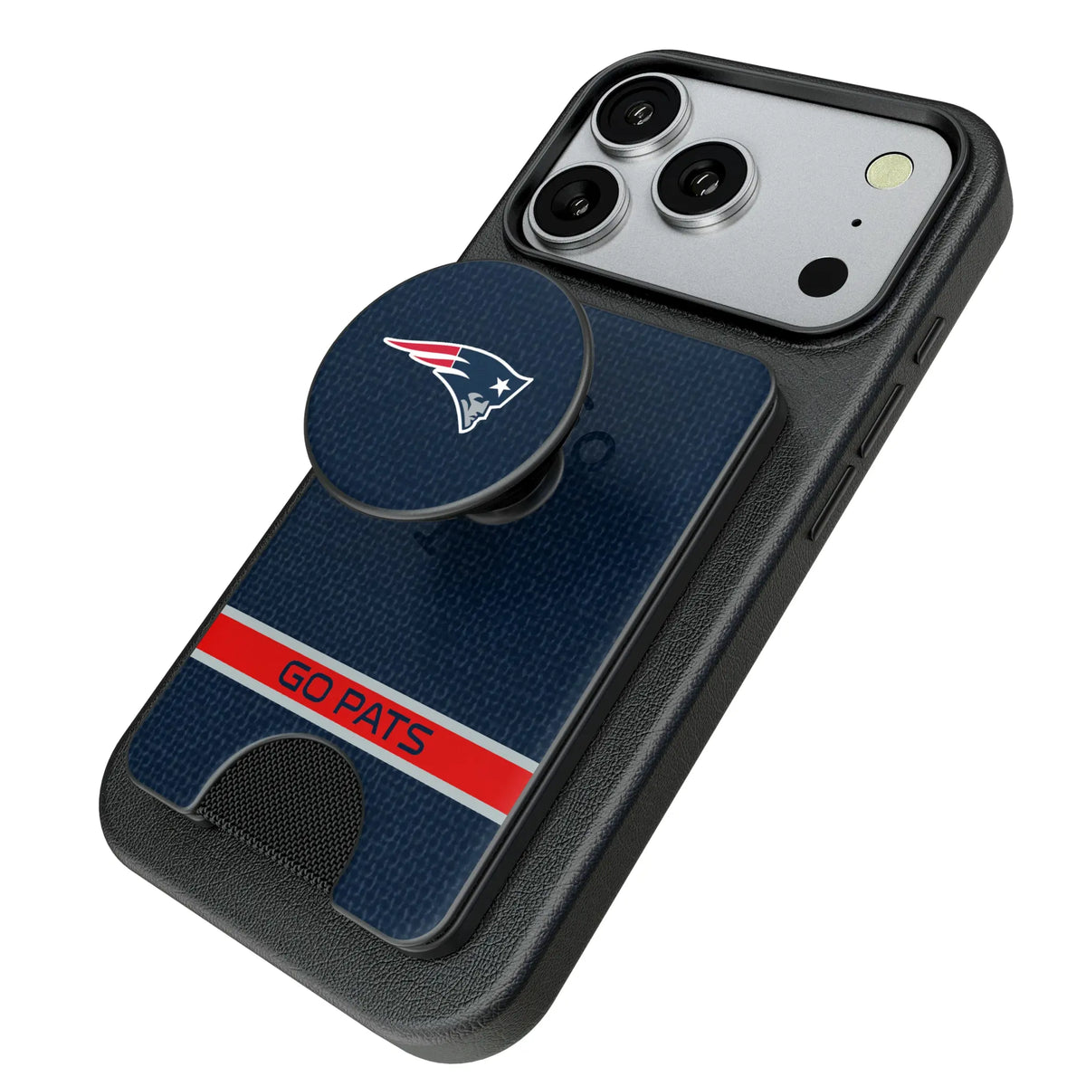 New England Patriots Endzone Solid Popsockets Wallet Magnetic - Isometric View
