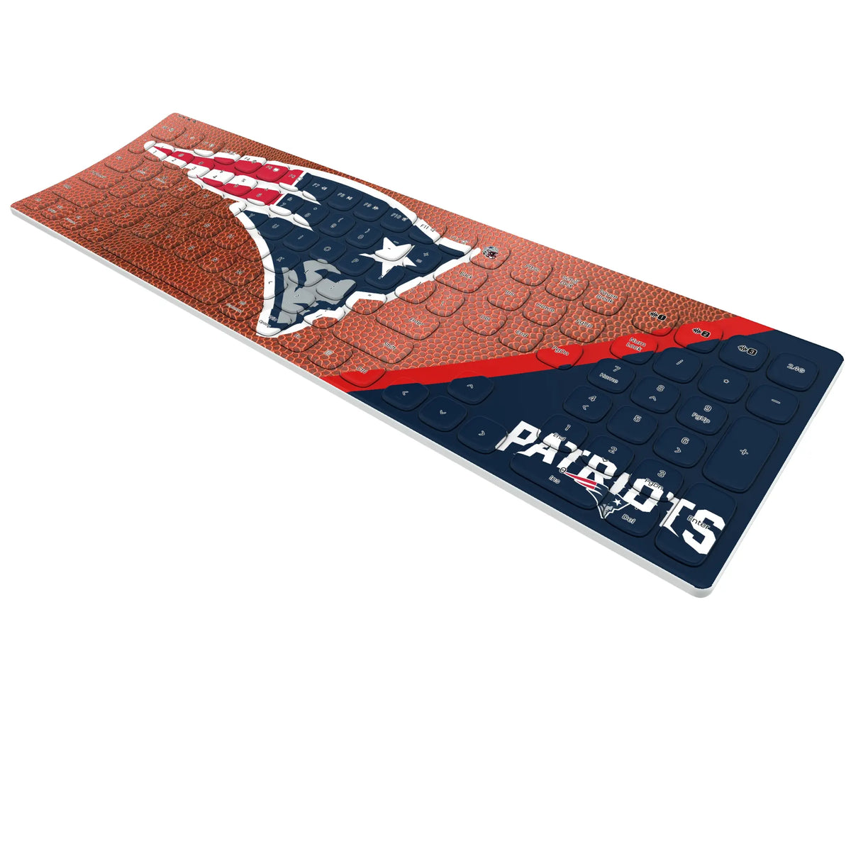 New England Patriots Football KKB605 Curved Wireless Keyboard - Isometric View