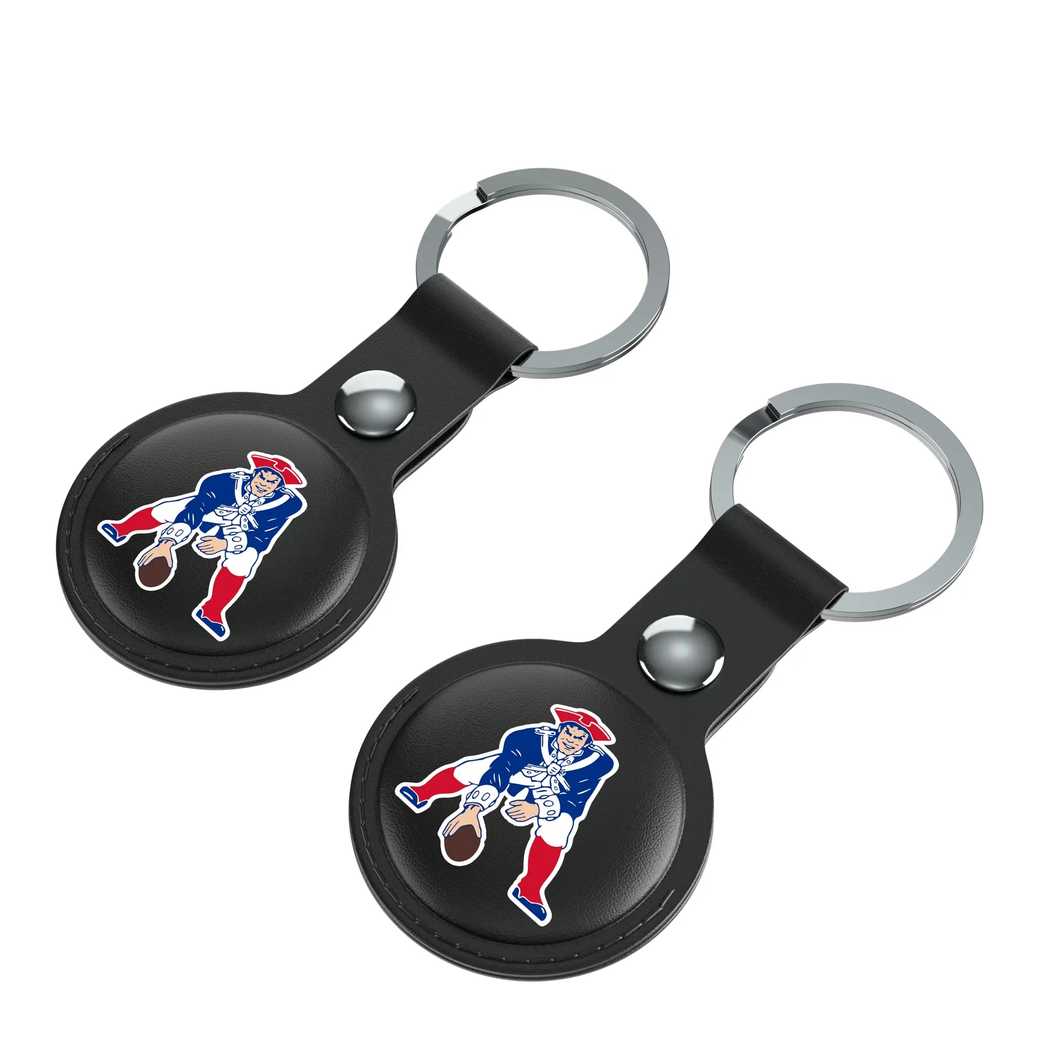 New England Patriots Historic Collection Insignia AirTag Black Airtag Holder 2-Pack - Isometric View