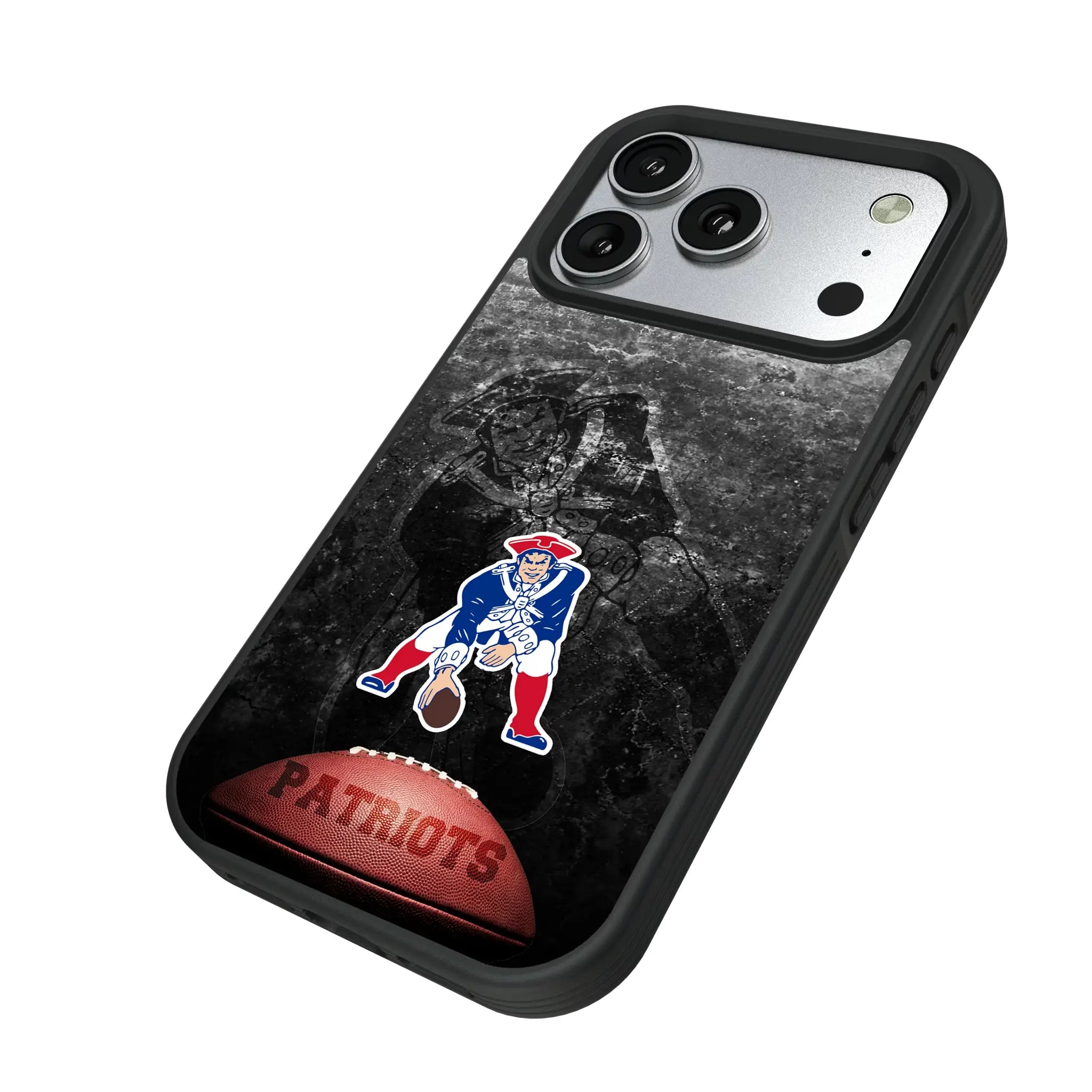 New England Patriots Historic Collection Legendary iPhone Bump Phone Case for Apple iPhone - Isometric View#Device_iPhone 17 Pro