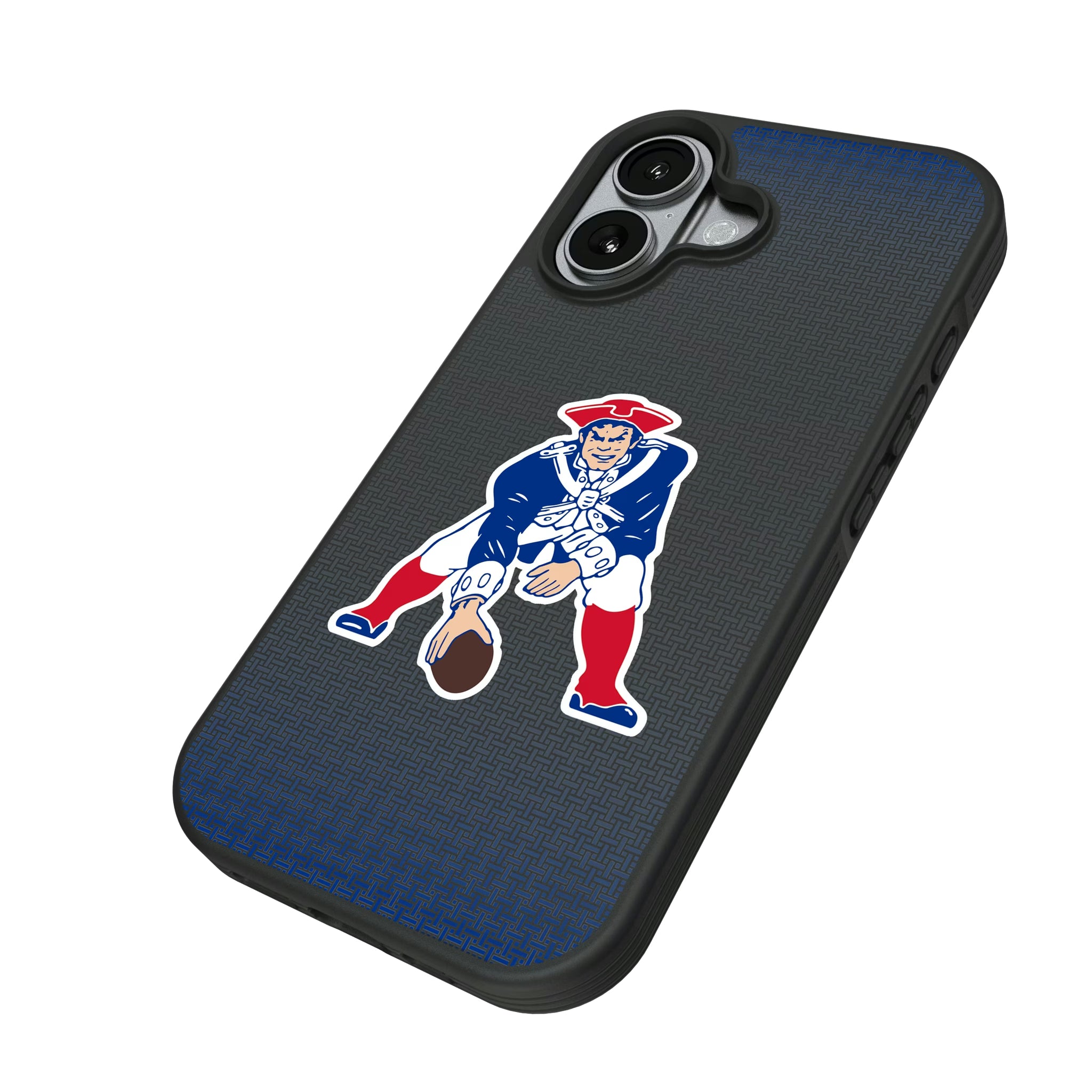New England Patriots Historic Collection Linen iPhone Bump Phone Case for Apple iPhone - Isometric View#Device_iPhone 17