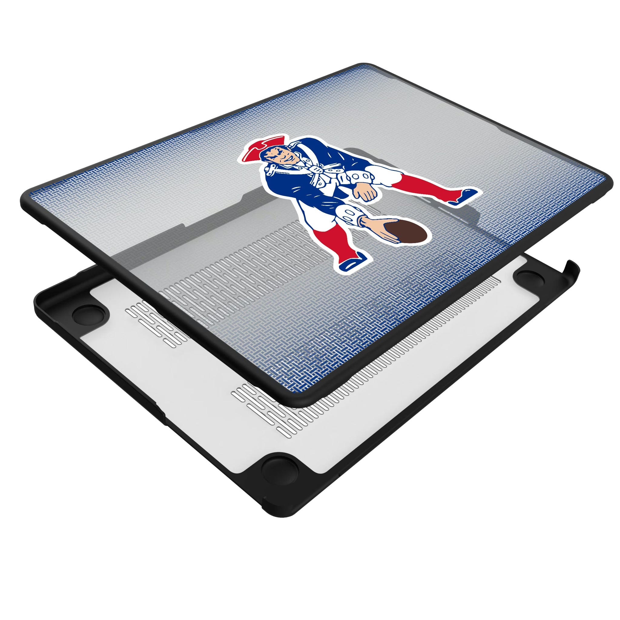 New England Patriots Historic Collection Linen MacBook Laptop Case for Apple MacBook - Isometric View#Device_MacBook Pro (14-inch, 2021) / MacBook Pro (14-inch, 2023) / MacBook Pro (14-inch, 2024)