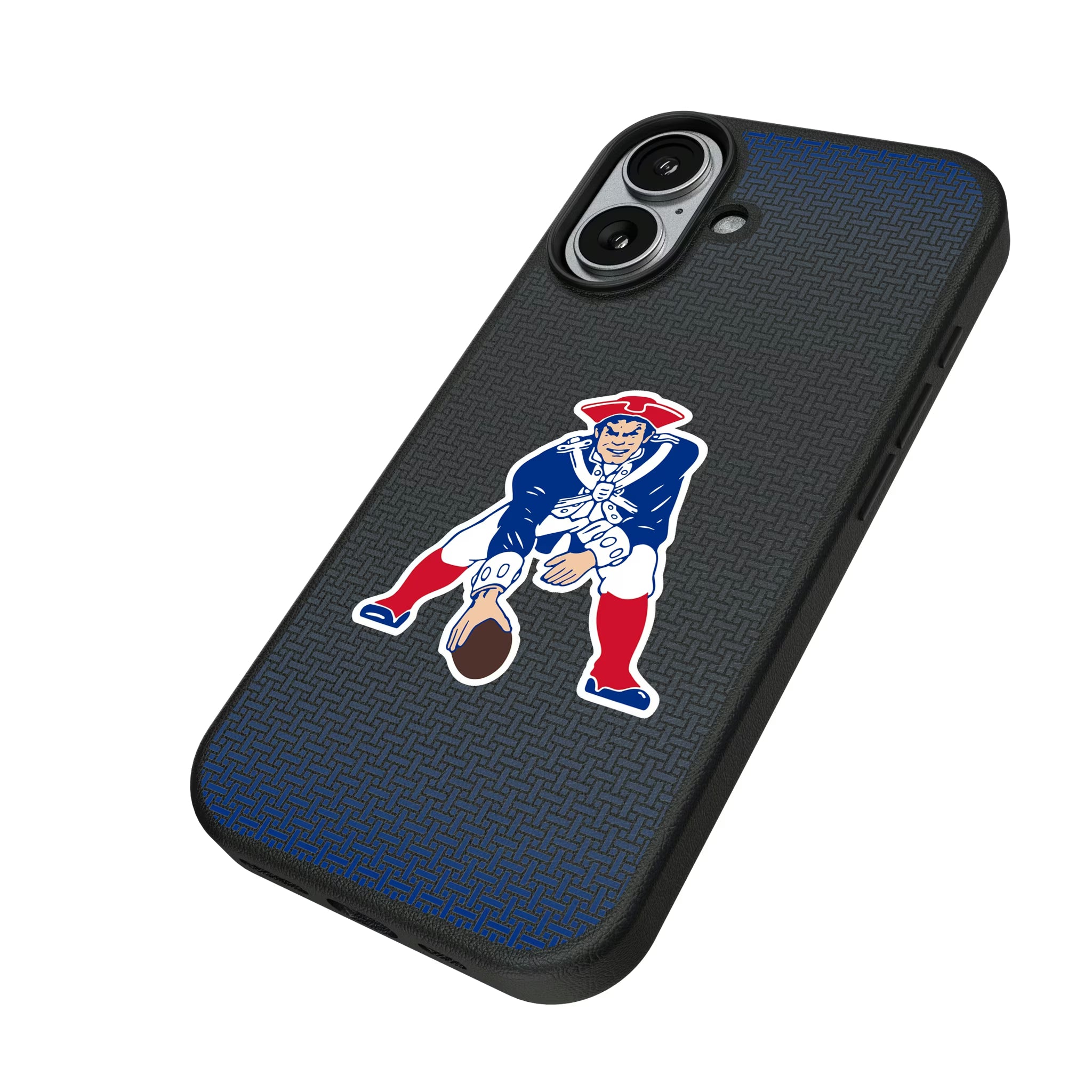 New England Patriots Historic Collection Linen iPhone MagSafe Compatible Phone Case for Apple iPhone - Isometric View#Device_iPhone 17