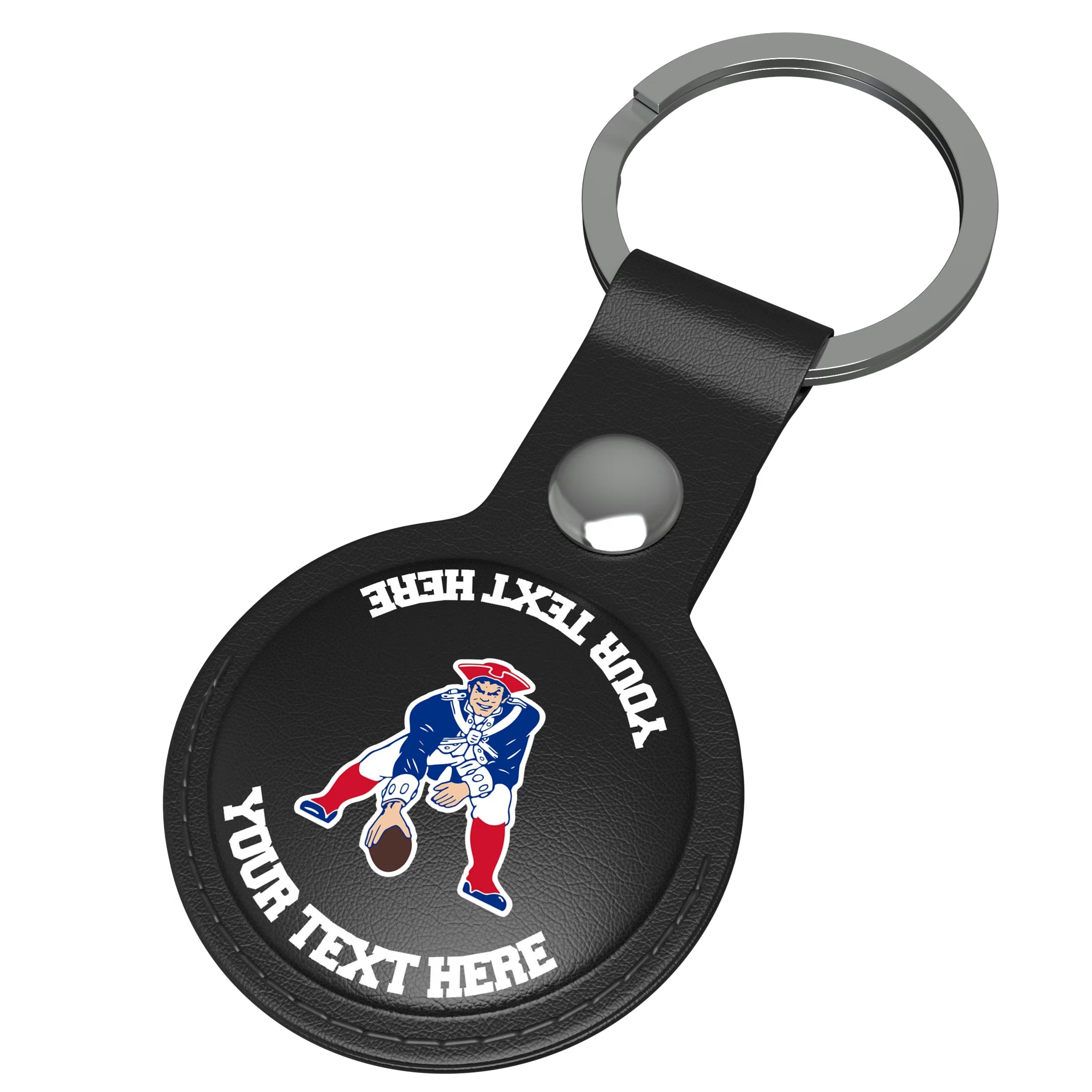 New England Patriots Historic Collection Personalized Insignia AirTag Black Airtag Holder - Isometric View