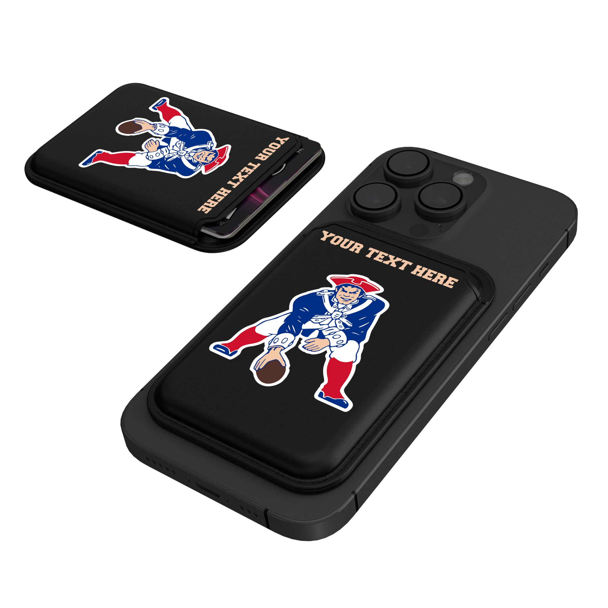 New England Patriots Historic Collection Personalized Insignia Black Magnetic Credit Card Wallet