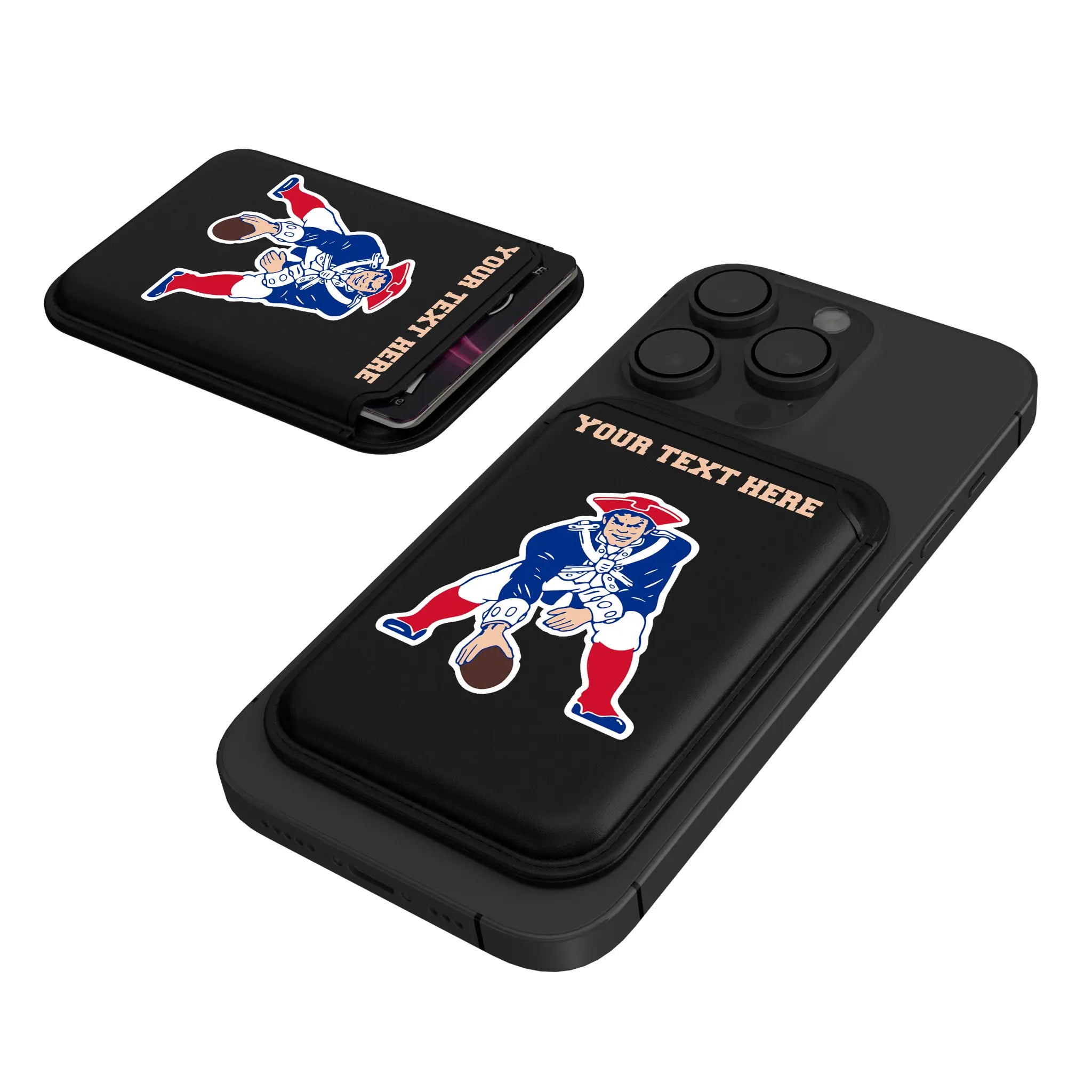 New England Patriots Historic Collection Personalized Insignia Black Magnetic Credit Card Wallet