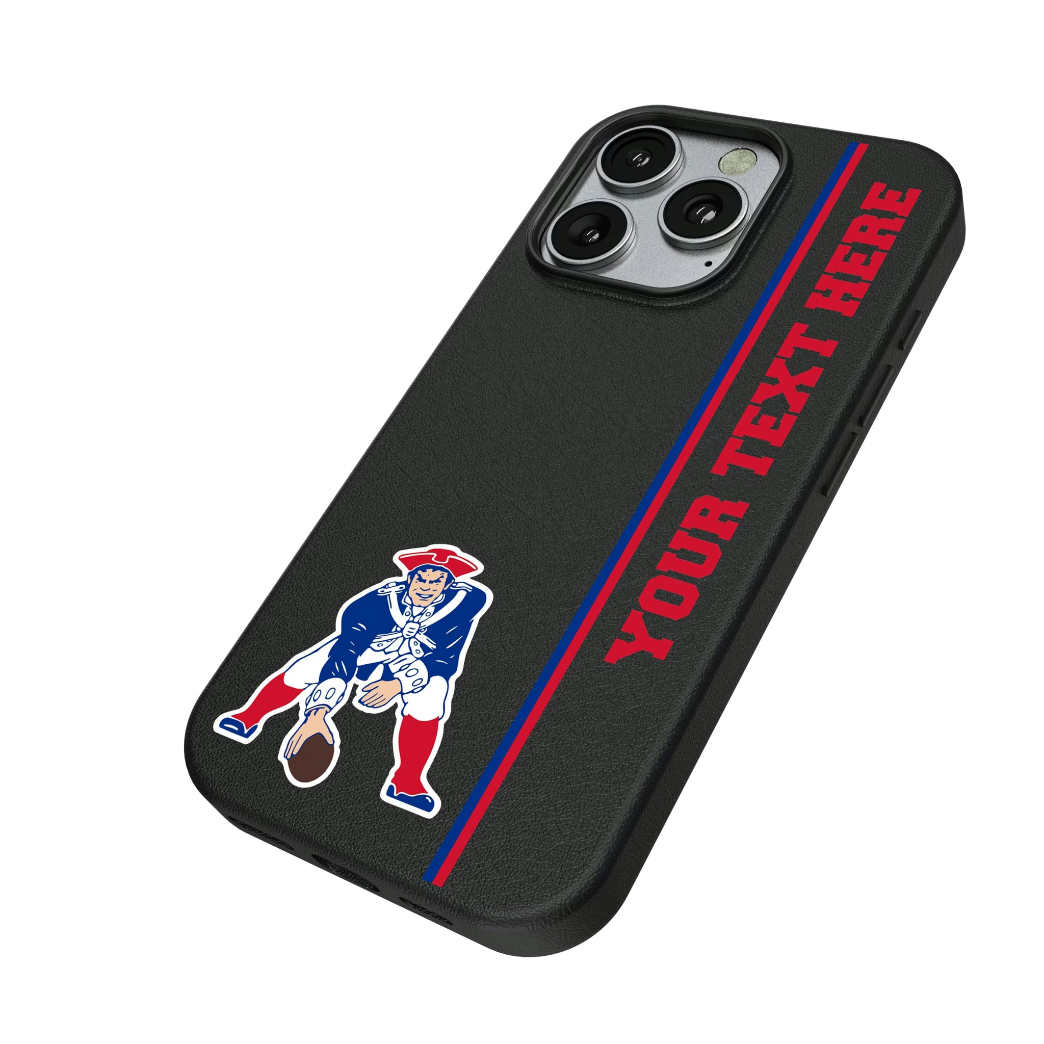 New England Patriots Historic Collection Personalized Sidebard iPhone MagSafe Compatible Phone Case for Apple iPhone - Isometric View