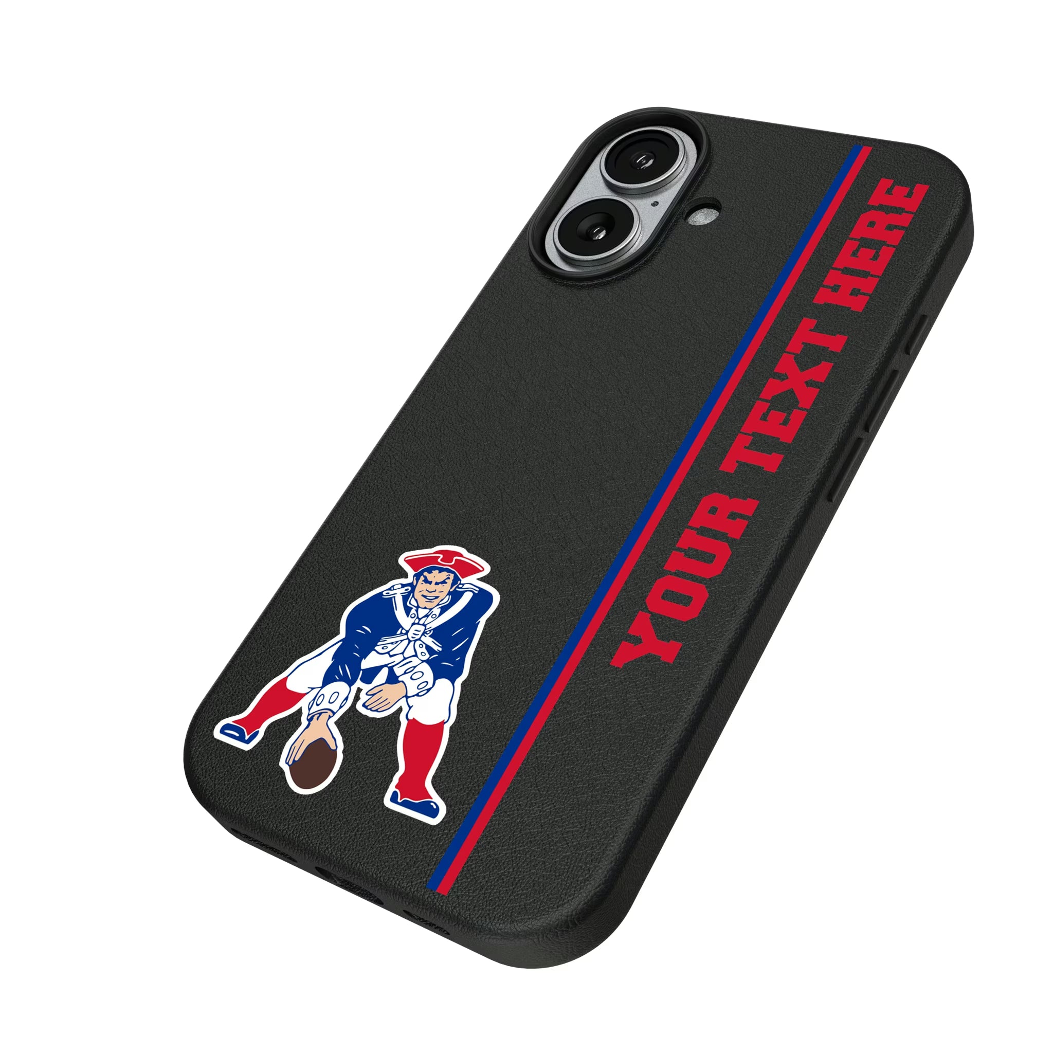 New England Patriots Historic Collection Personalized Sidebard iPhone MagSafe Compatible Phone Case for Apple iPhone - Isometric View#Device_iPhone 17