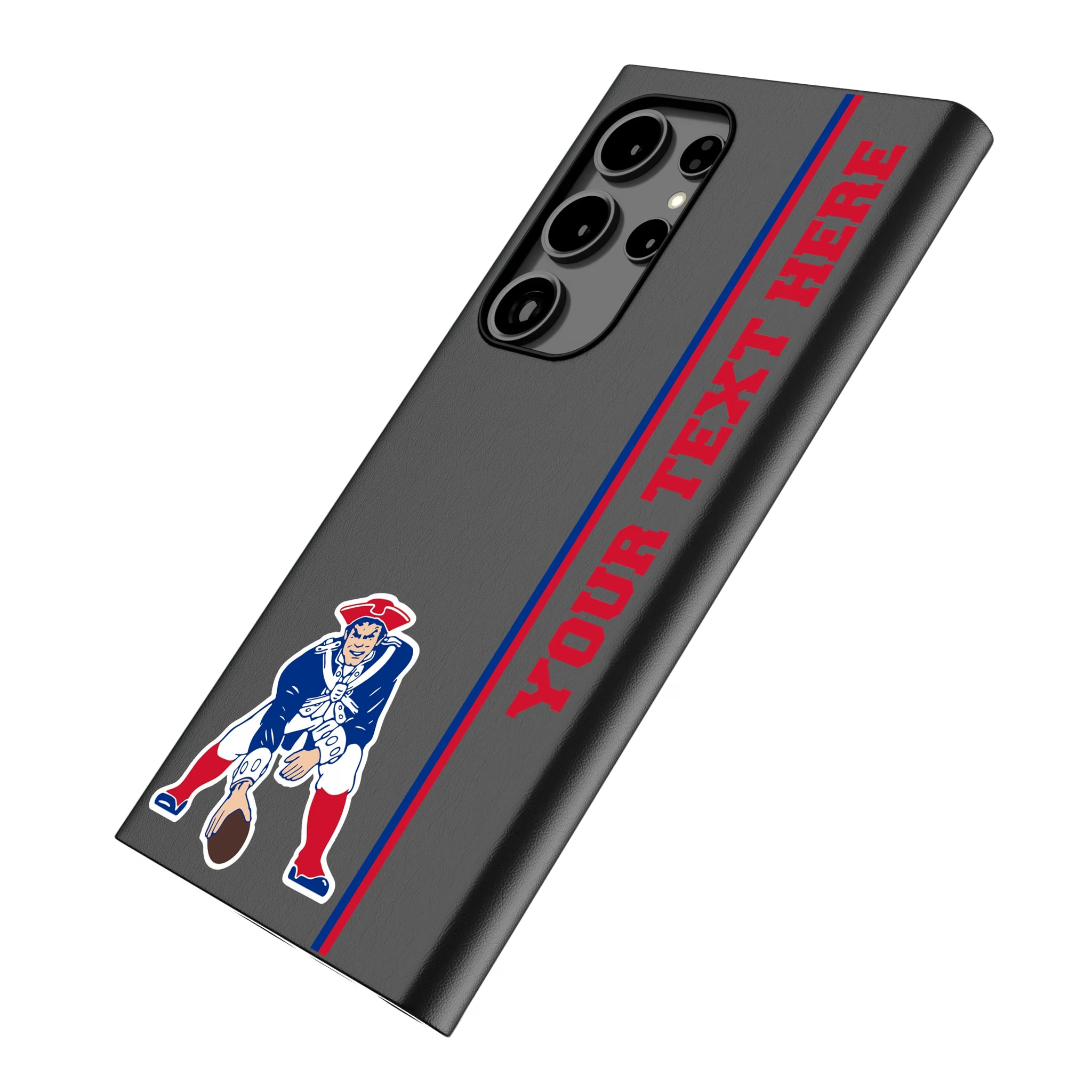 New England Patriots Historic Collection Personalized Sidebard Galaxy MagSafe Compatible Phone Case for Samsung Galaxy - Isometric View